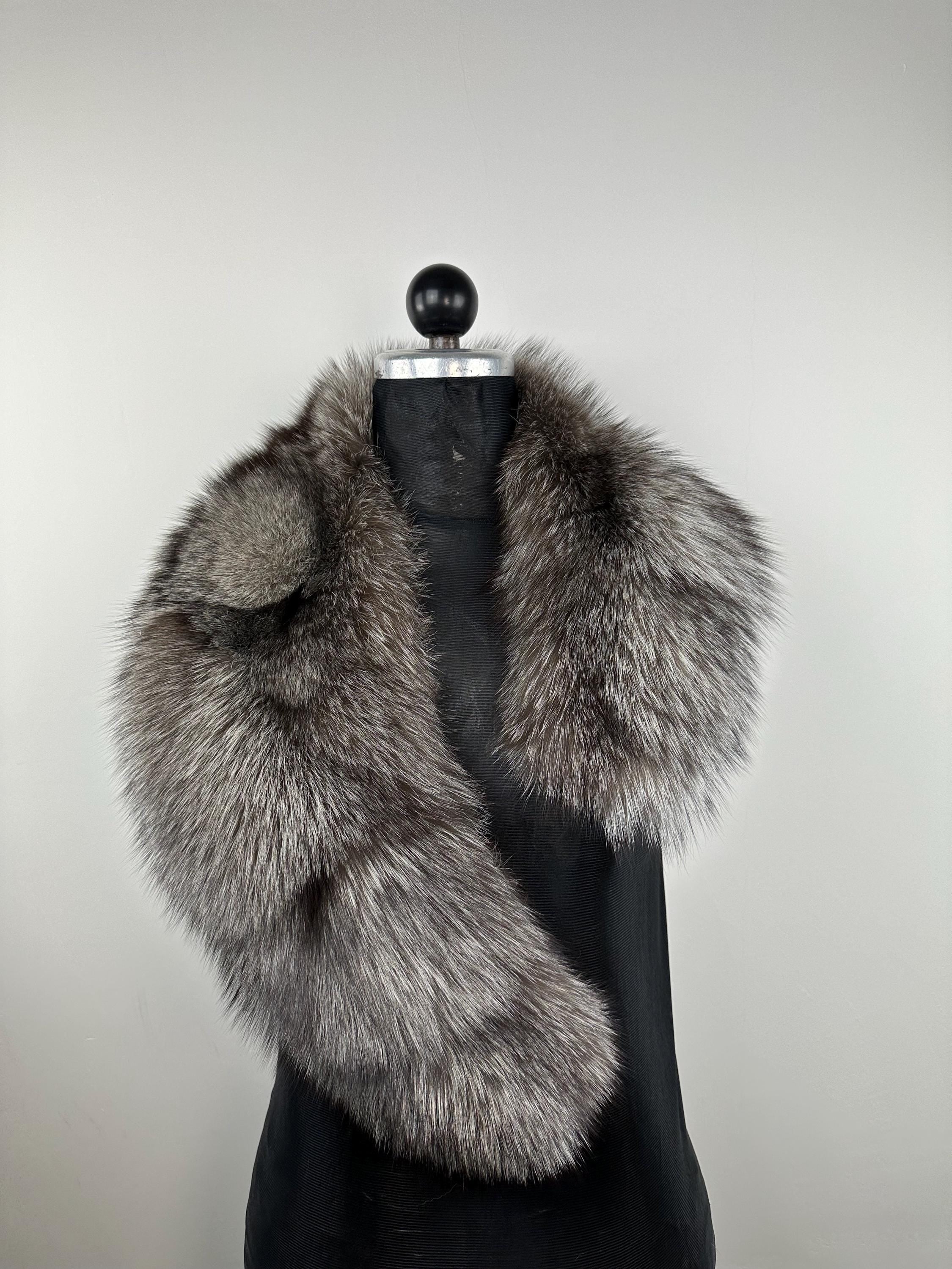 Genuine Frost Fox Fur Collar: Handmade Luxury Stole