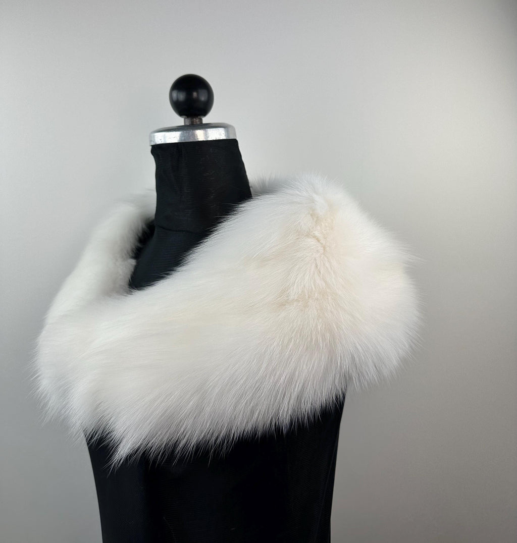 White Real Fox Fur Collar: Luxury Bridal Fur Stole