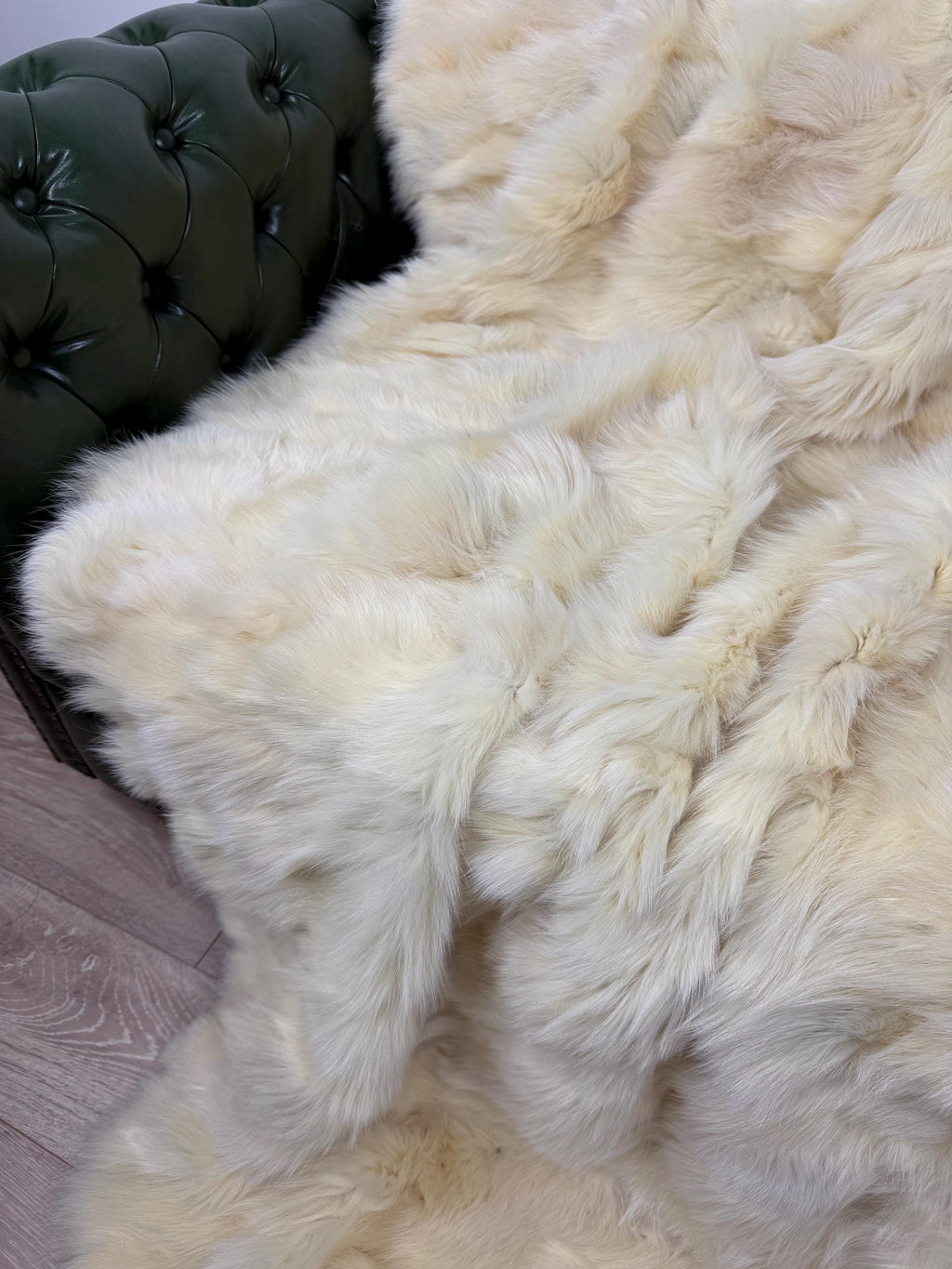 Luxury Yellow Fox Fur Blanket: Handmade Fur Bedspread