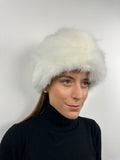 Handmade White Fox Fur Hat: Warm Fluffy Winter Hat