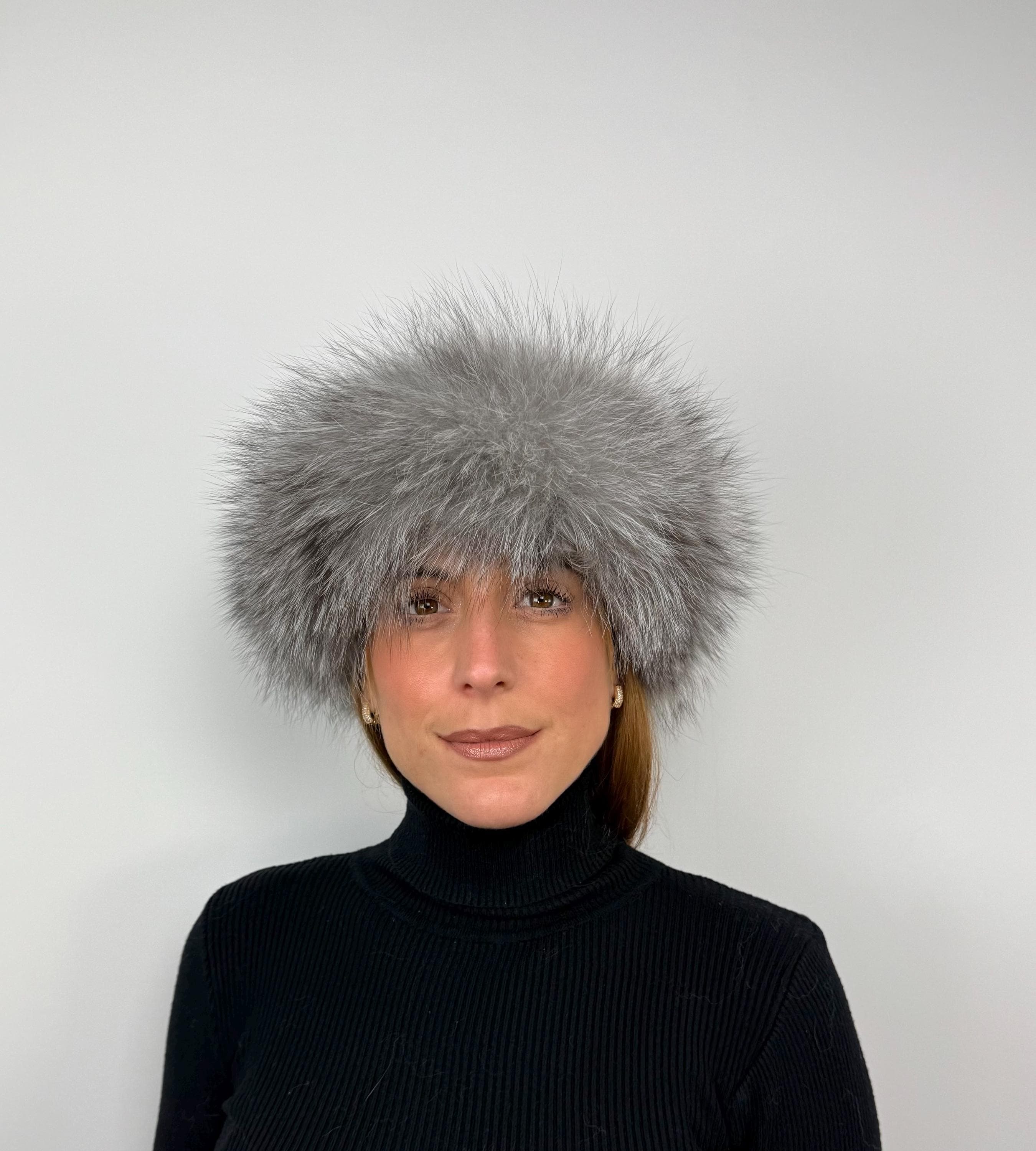 Handmade Silver Fox Fur Headband: Warm Fluffy Winter Accessory