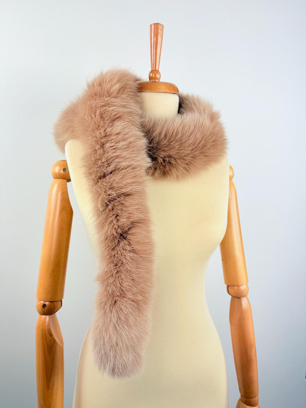 Luxury Beige Fox Fur Scarf – Real Fur, Handmade in Greece, Elegant Winter Scarf