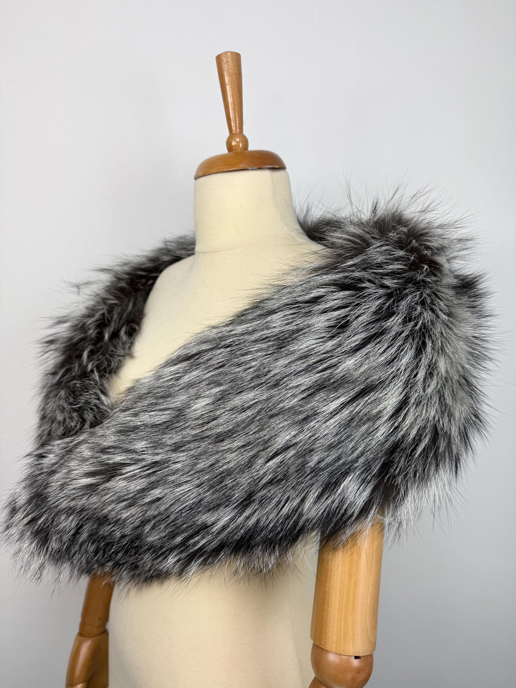 Silver Fox Fur Stole – Real Fur Wrap, Extra Long Luxury Fur, Handmade in Greece