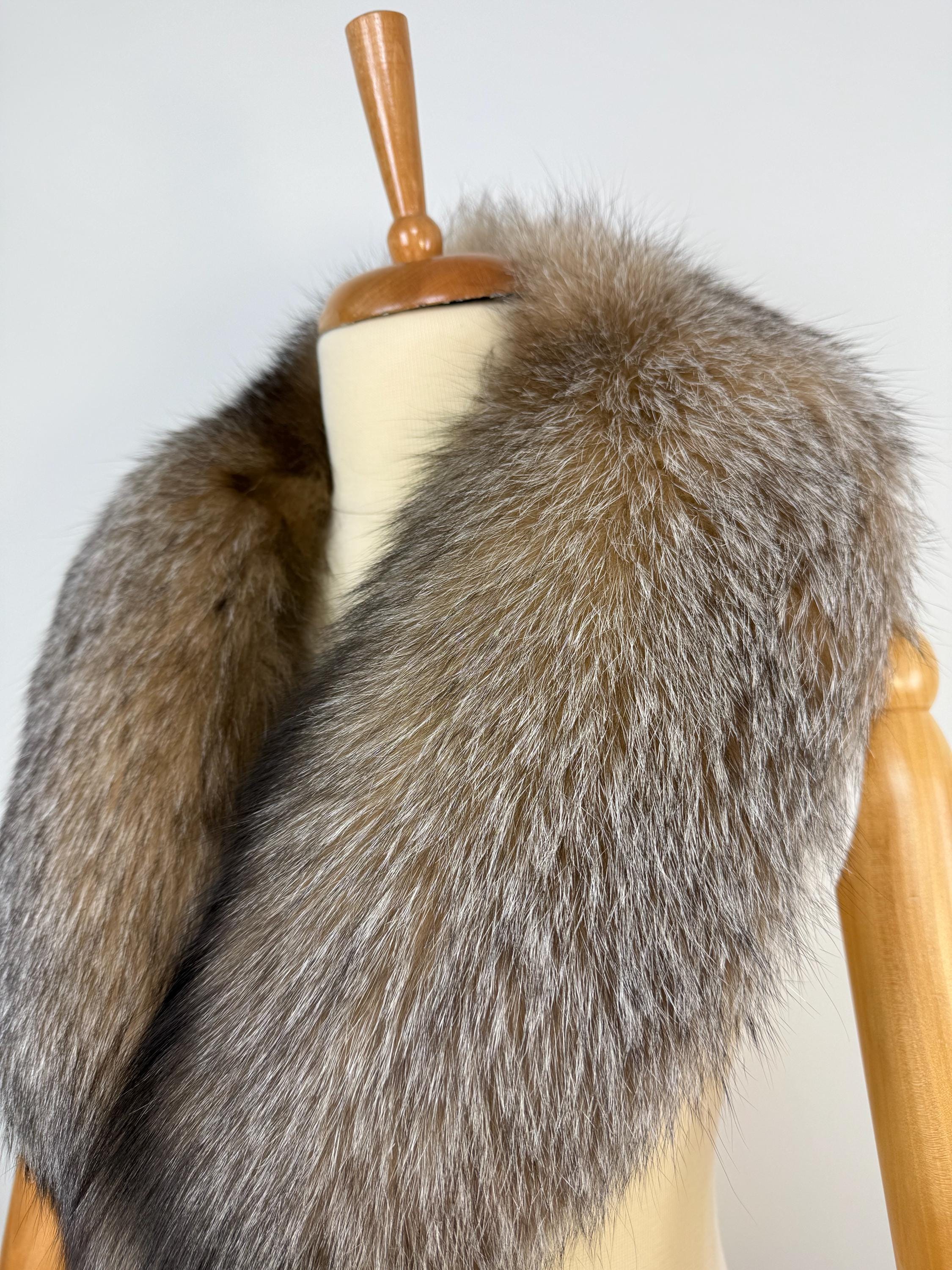 Crystal Fox Fur Collar – Real Fur Collar, Handmade in Greece, Luxury Coat Accessory