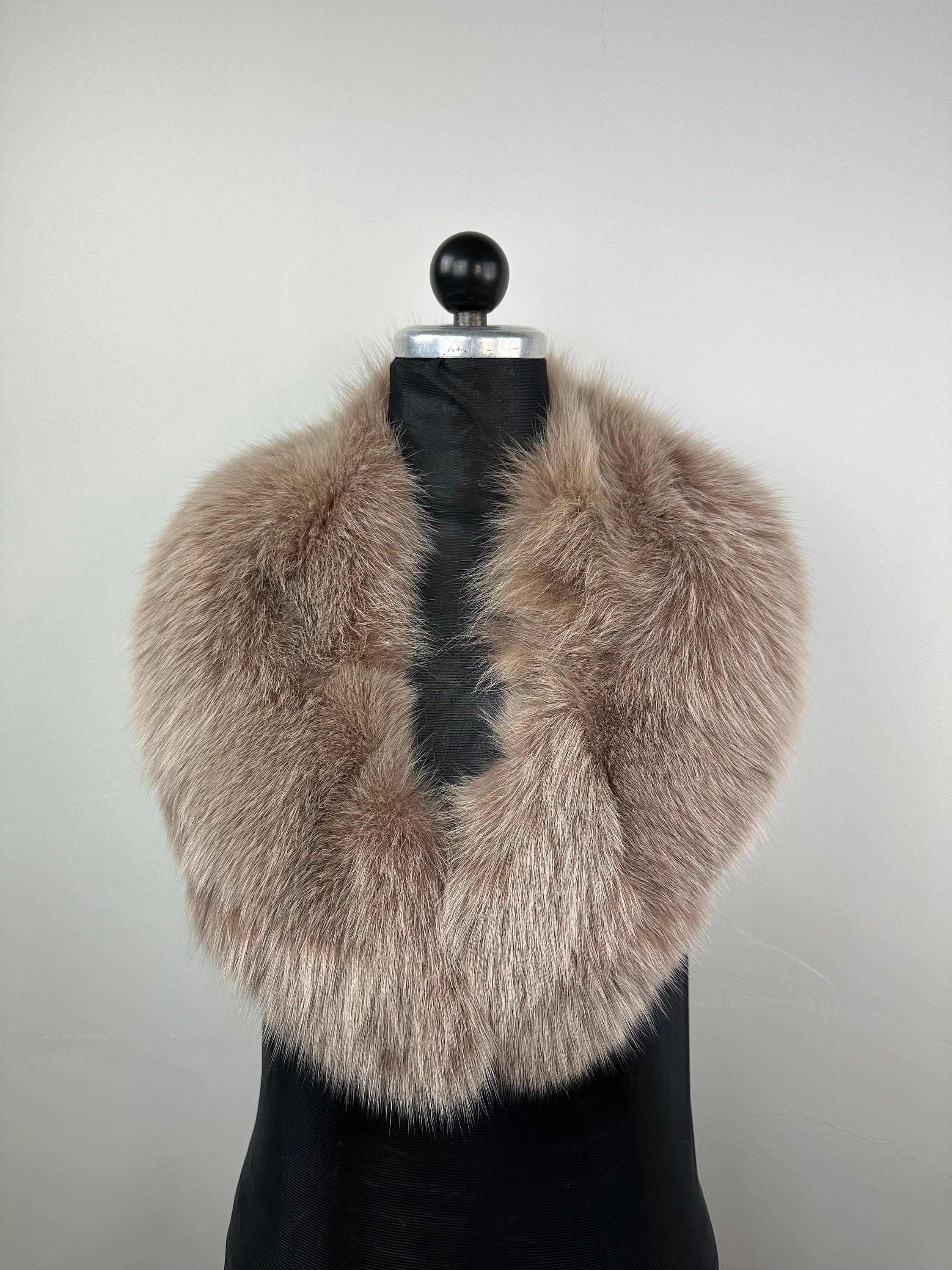 Genuine Fox Fur Collar: Beige Luxury Stole,  Neck Wrap