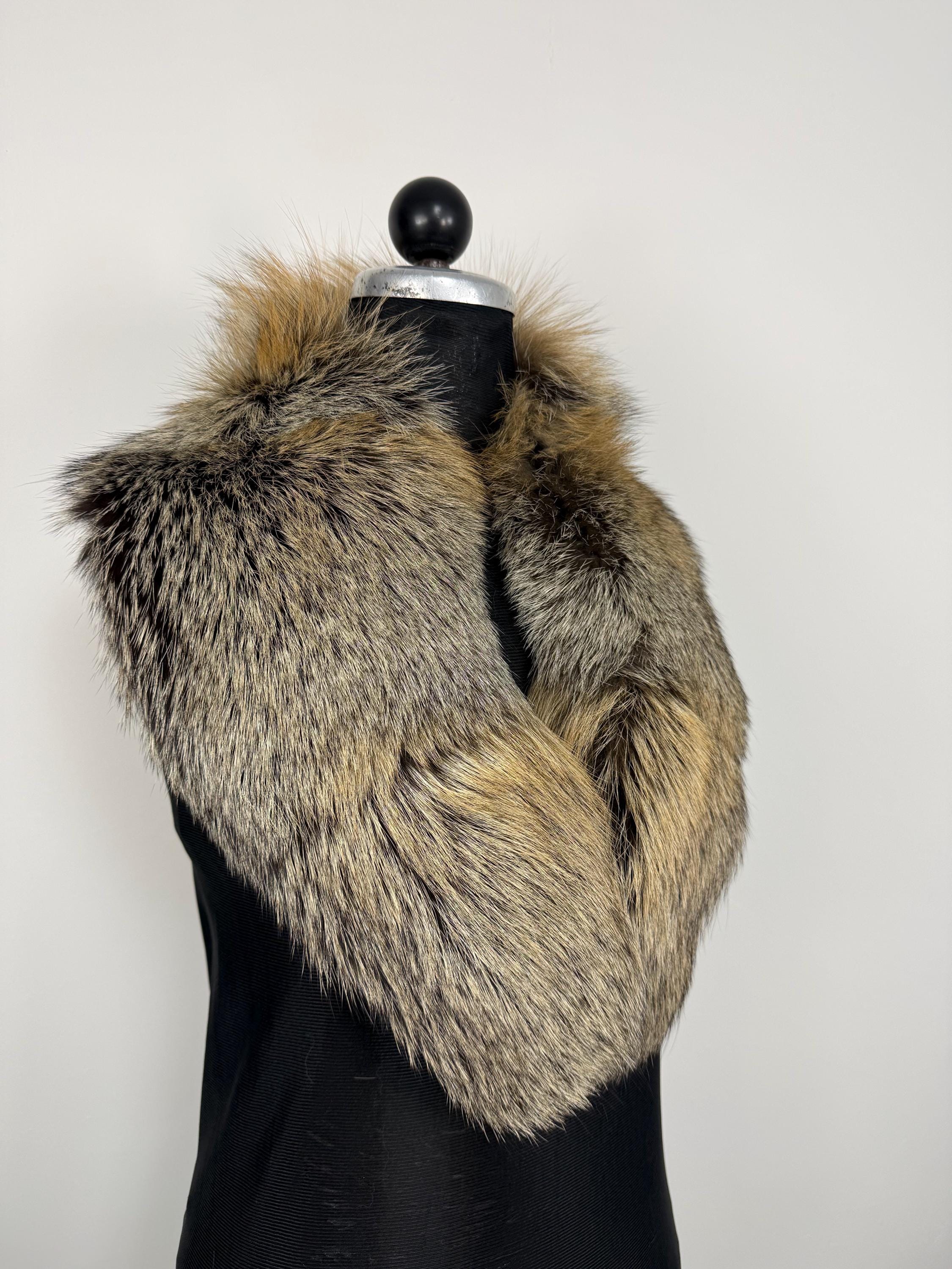 Cross Fox Fur Collar – Real Fur Collar, Handmade in Greece, Luxury Neck Accessory