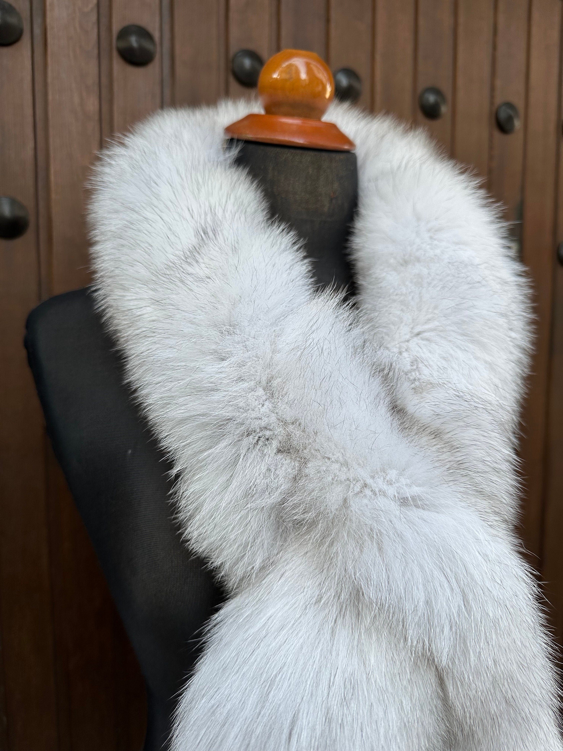 Gray Fox Fur Scarf – Real Fur Scarf, Handmade in Greece, Luxury Winter Scarf