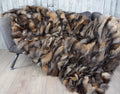 Luxury Crystal Fox Fur Blanket: Genuine Fur Throw, Handmade Cozy Bedspread