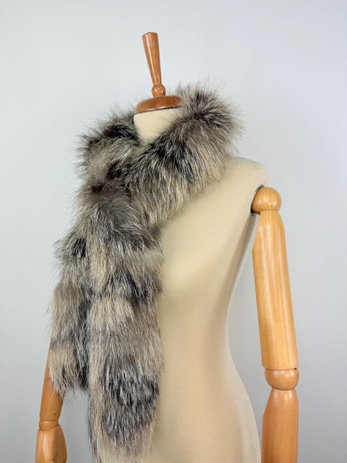 Cross Fox Fur Scarf – Real Fur Scarf, Handmade in Greece, Luxury Winter Scarf
