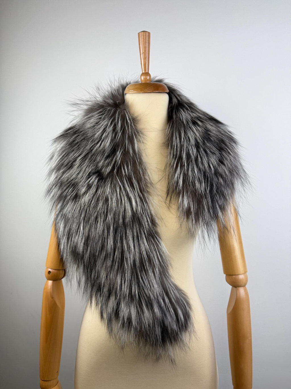 Genuine Silver Fox Fur Collar - Luxury Fur Stole, Winter Collars Accessories