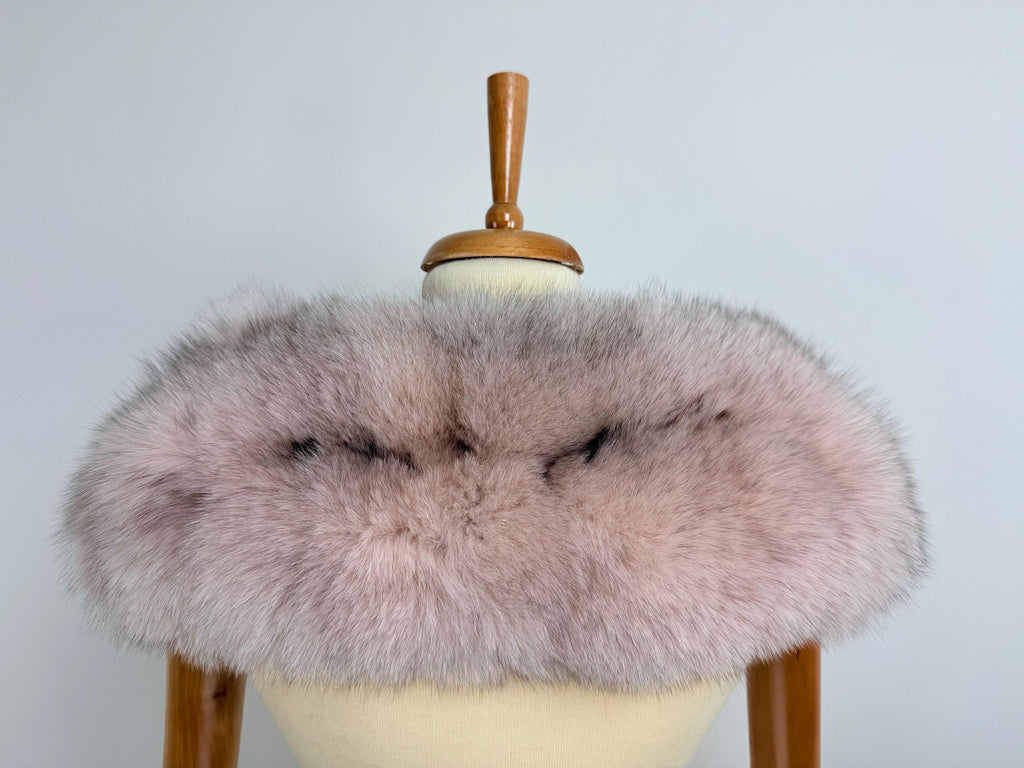 Light Pink Fox Fur Collar – Real Fur Collar, Handmade in Greece, Luxury Neck Accessory