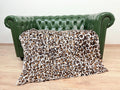 Luxury Fox Fur Blanket: White Leopard Print Throw, Handmade