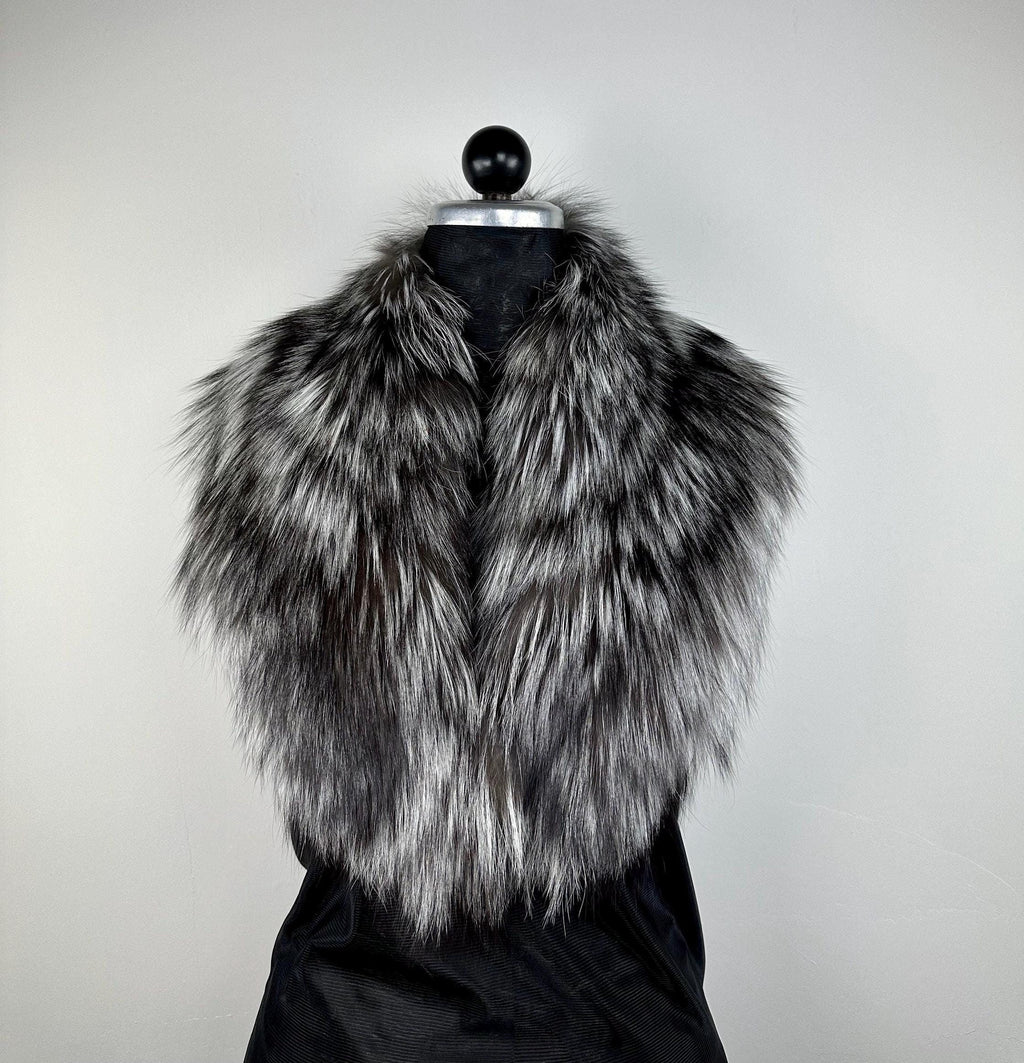 Genuine Silver Fox Fur Collar - Luxury Fur Stole