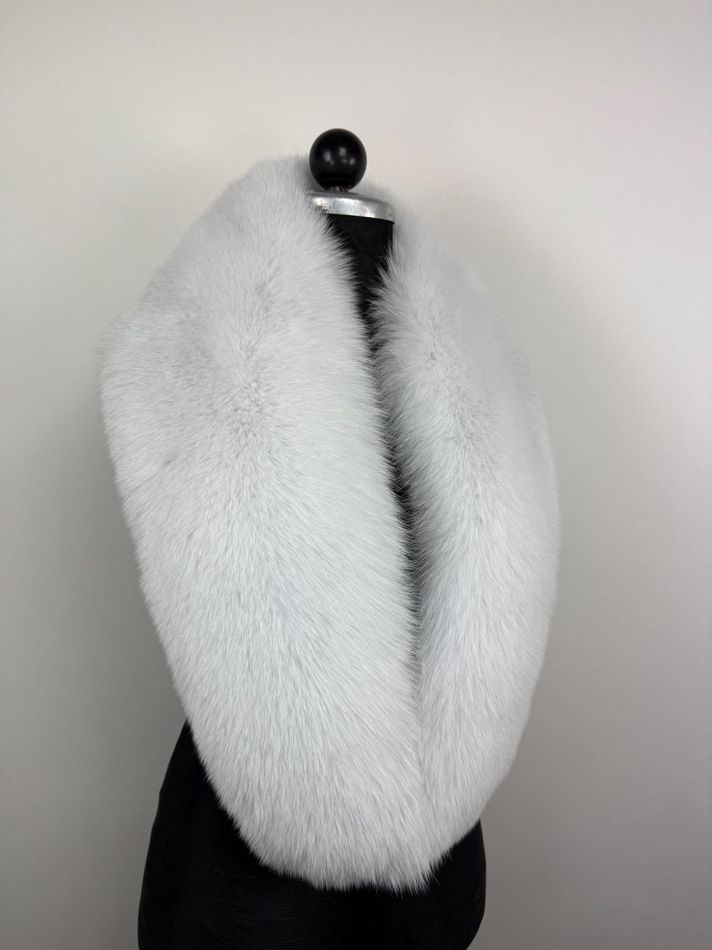 White Fox Fur Bridal Stole – Real Fur Wrap, Extra Long, Handmade in Greece