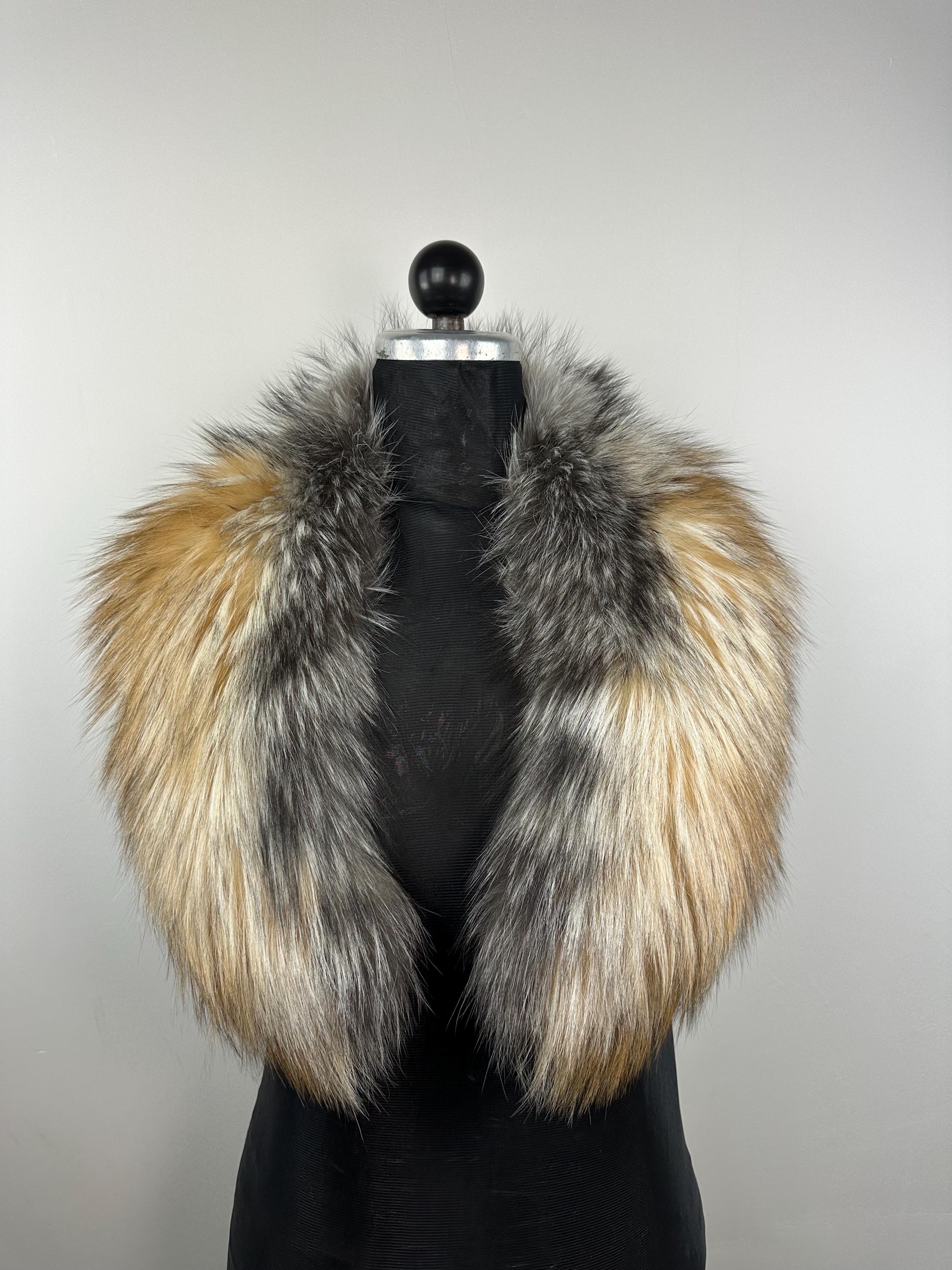 Cross Fox Fur Collar – Real Fur Collar, Handmade in Greece, Luxury Neck Accessory