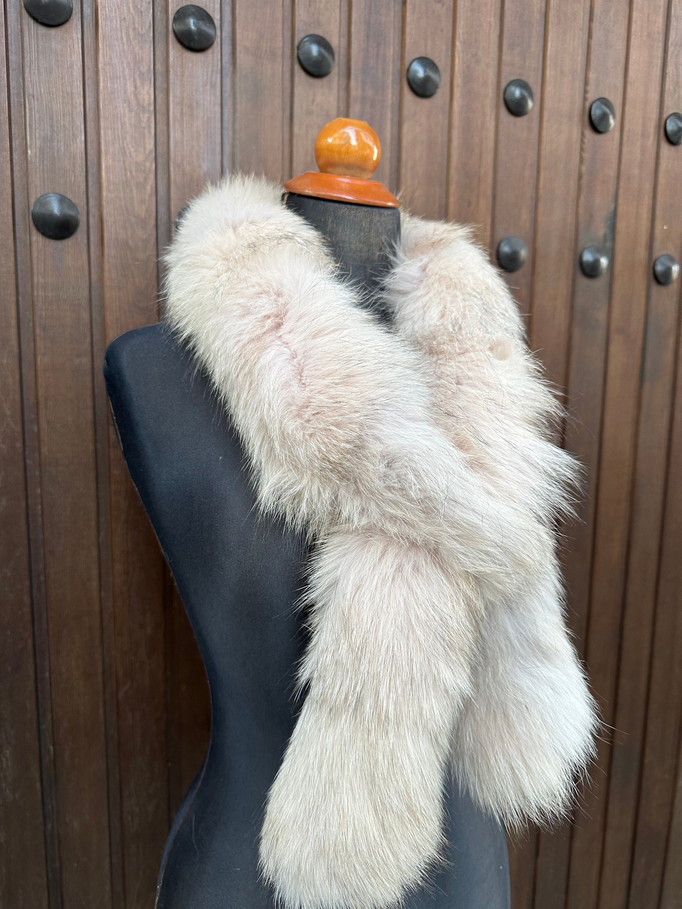 Luxury Beige Fox Fur Scarf: Genuine Fur, Winter Accessories Neck Warmer