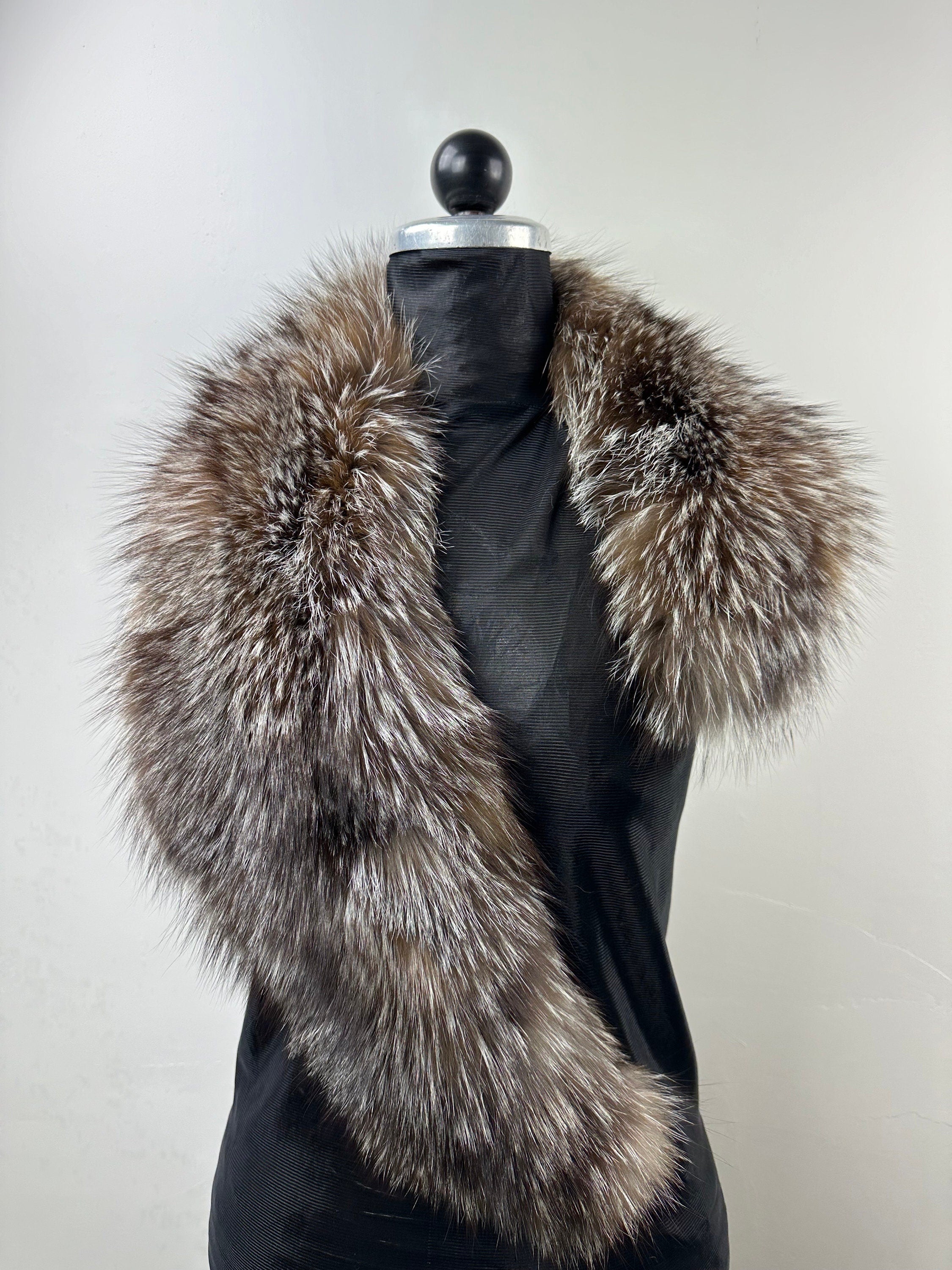Crystal Fox Fur Collar – Real Fur Collar, Handmade in Greece, Luxury Neck Accessory