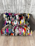 Luxury Multicolour Fox Fur Throw: Handmade Real Fur Blanket