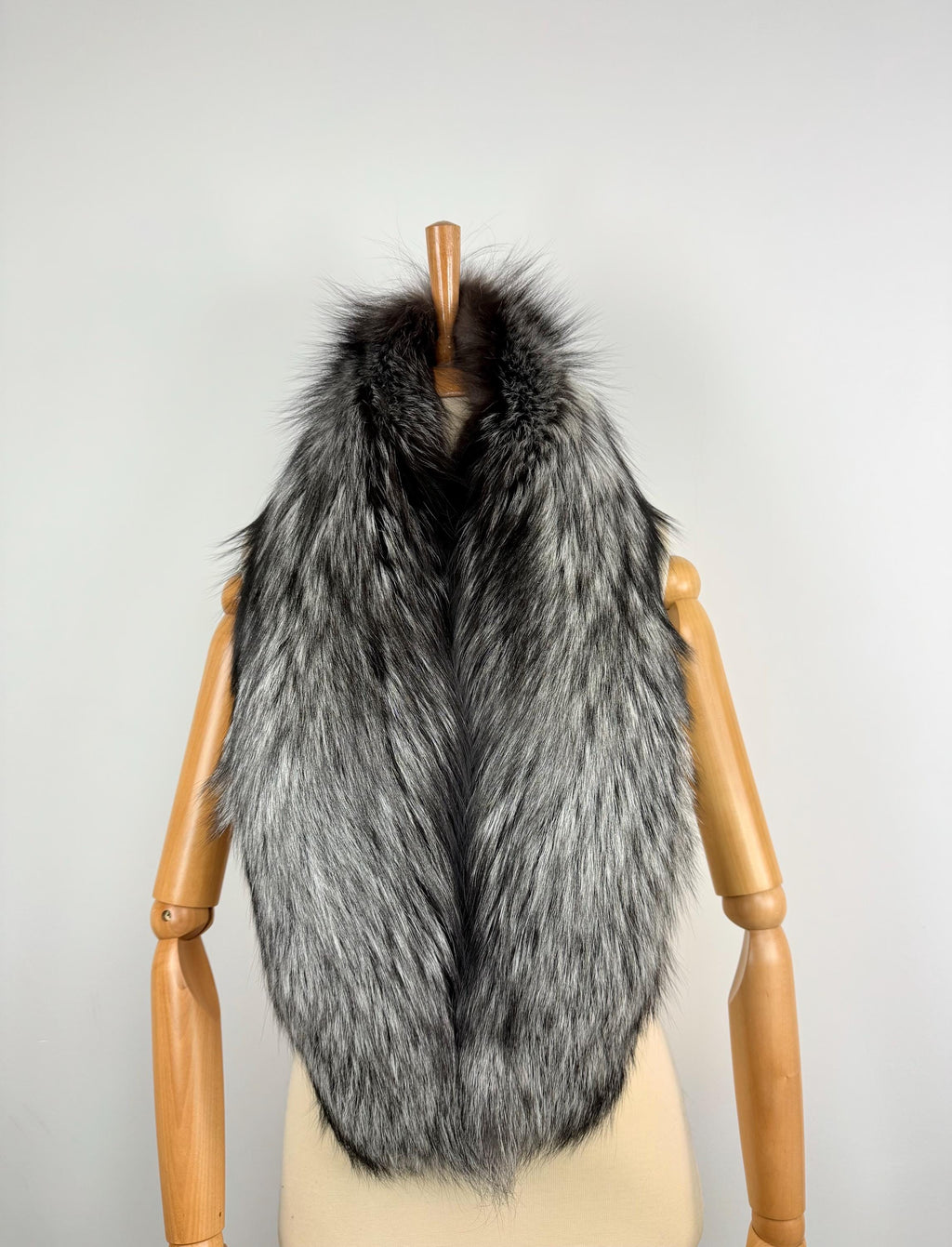 Silver Fox Fur Stole Collar - Luxury Extra Long Fur Scarf
