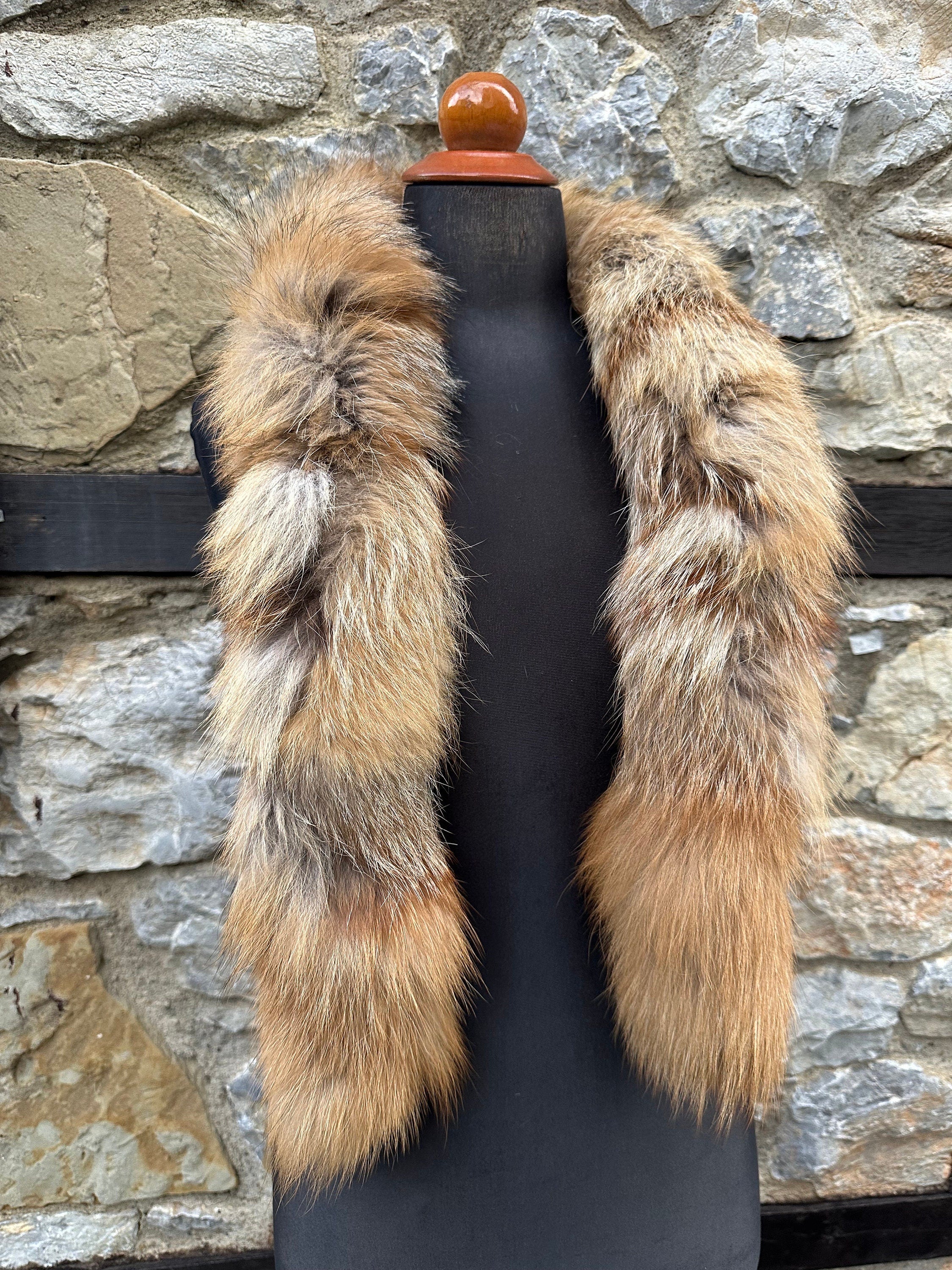 Luxury Gold Fox Fur Scarf – Real Fur, Handmade in Greece, Elegant Winter Scarf