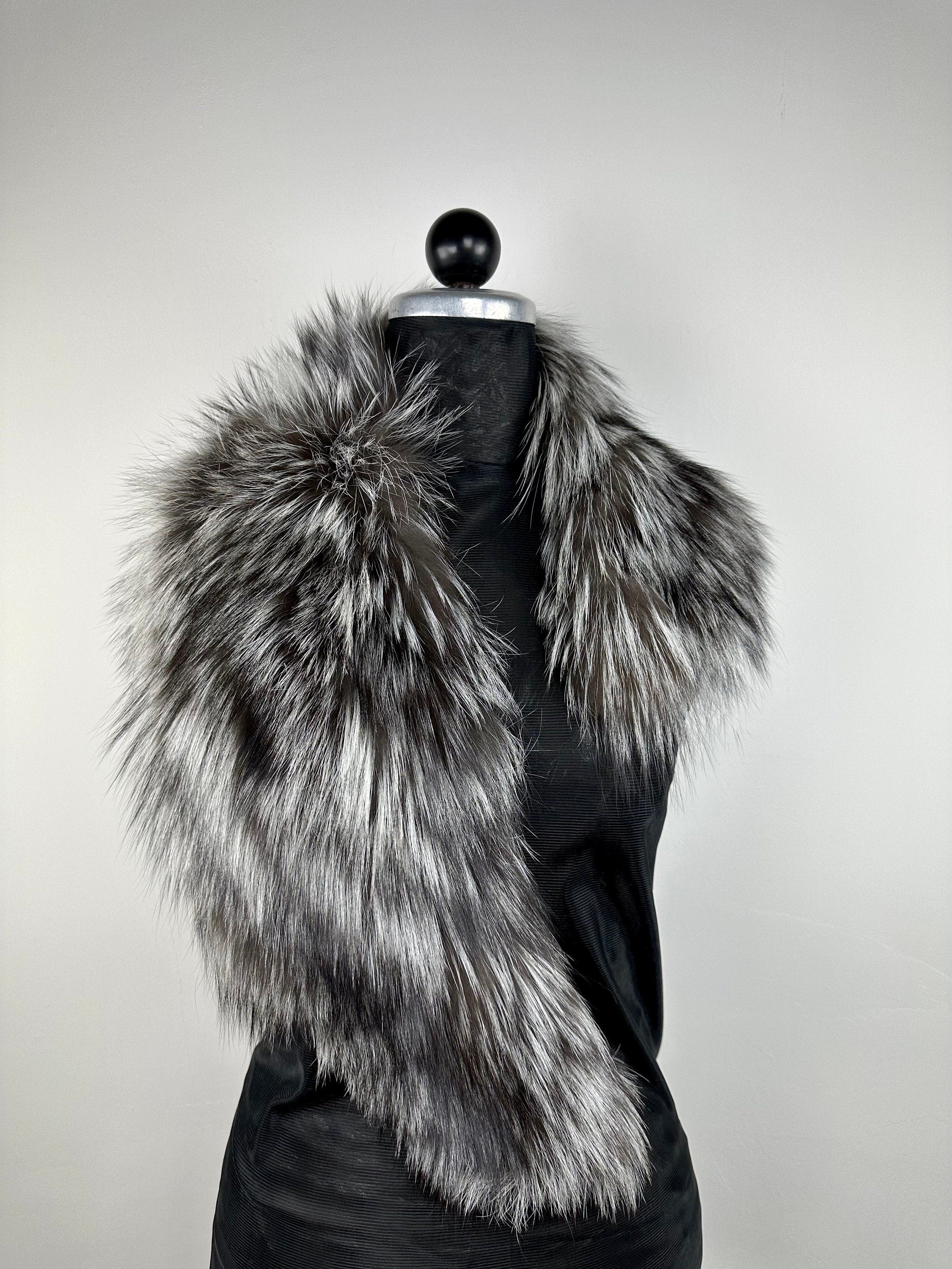 Genuine Silver Fox Fur Collar - Luxury Fur Stole