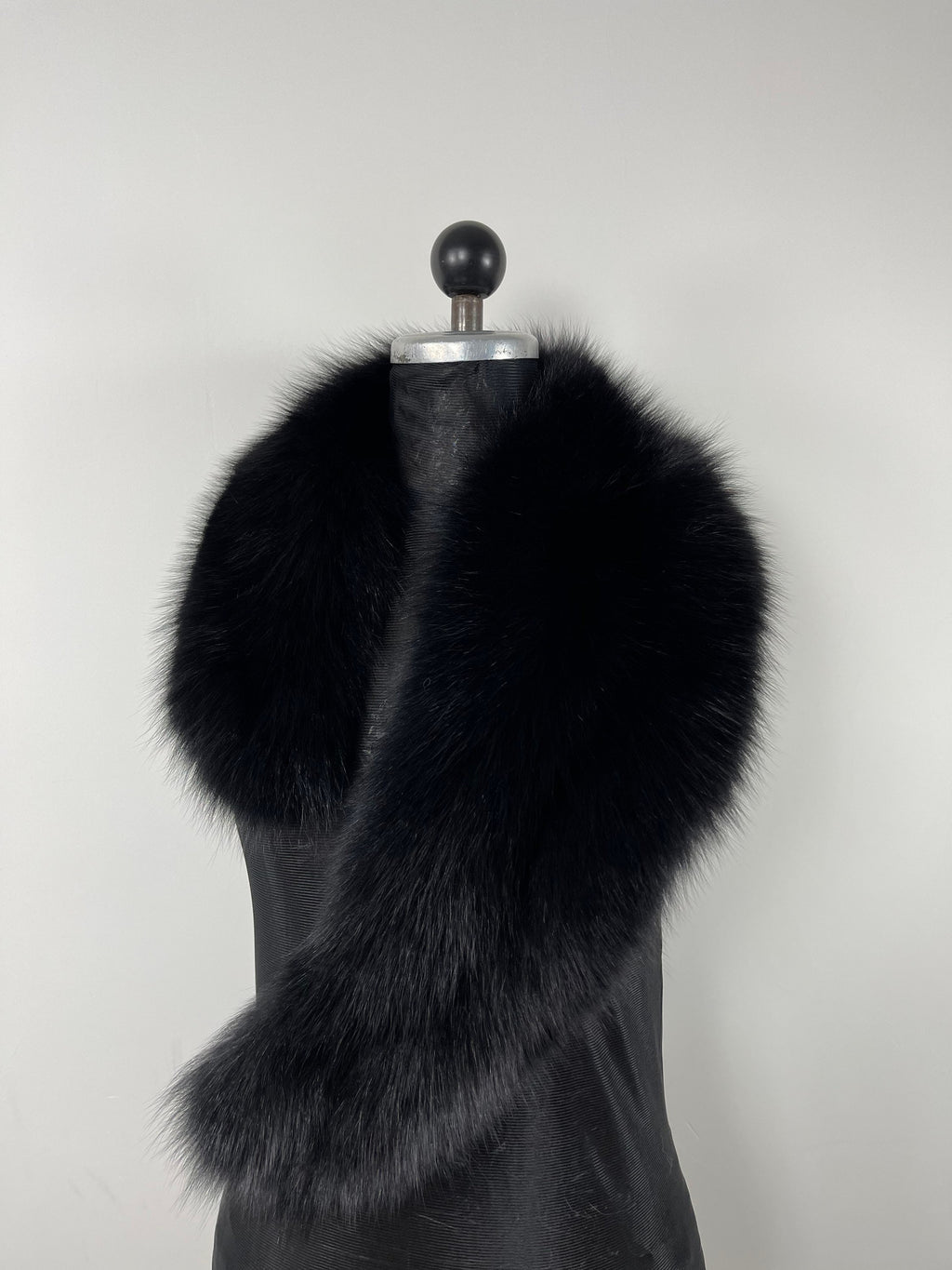 Black Fox Fur Collar – Real Fur Collar, Handmade in Greece, Luxury Neck Accessory