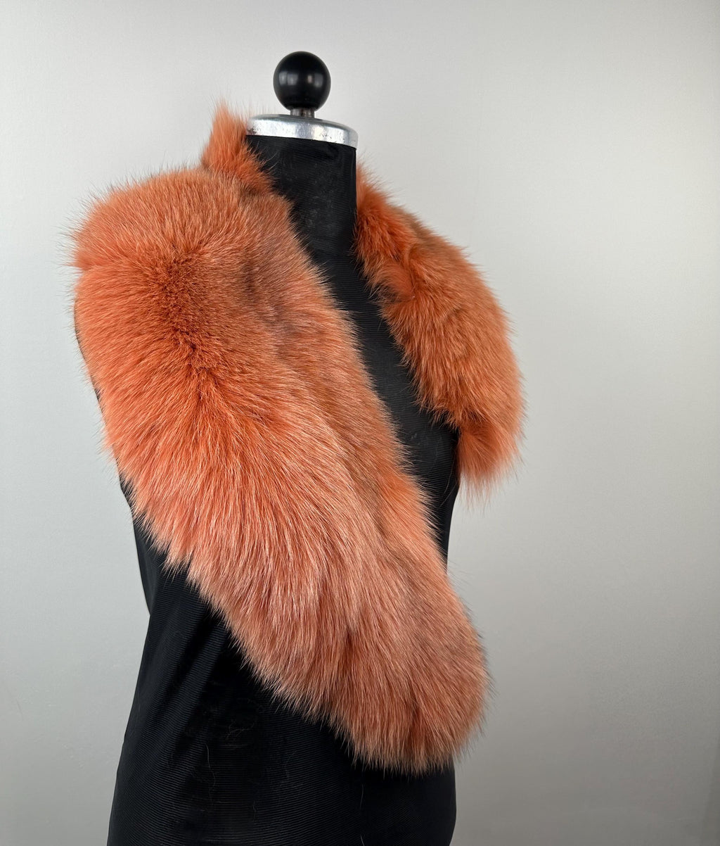 Luxury Orange Fox Fur Collar: Genuine Fur Stole