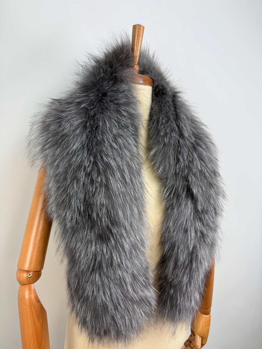 Frost Fox Fur Stole – Real Fox Fur Wrap, Extra Long Luxury Fur, Handmade in Greece
