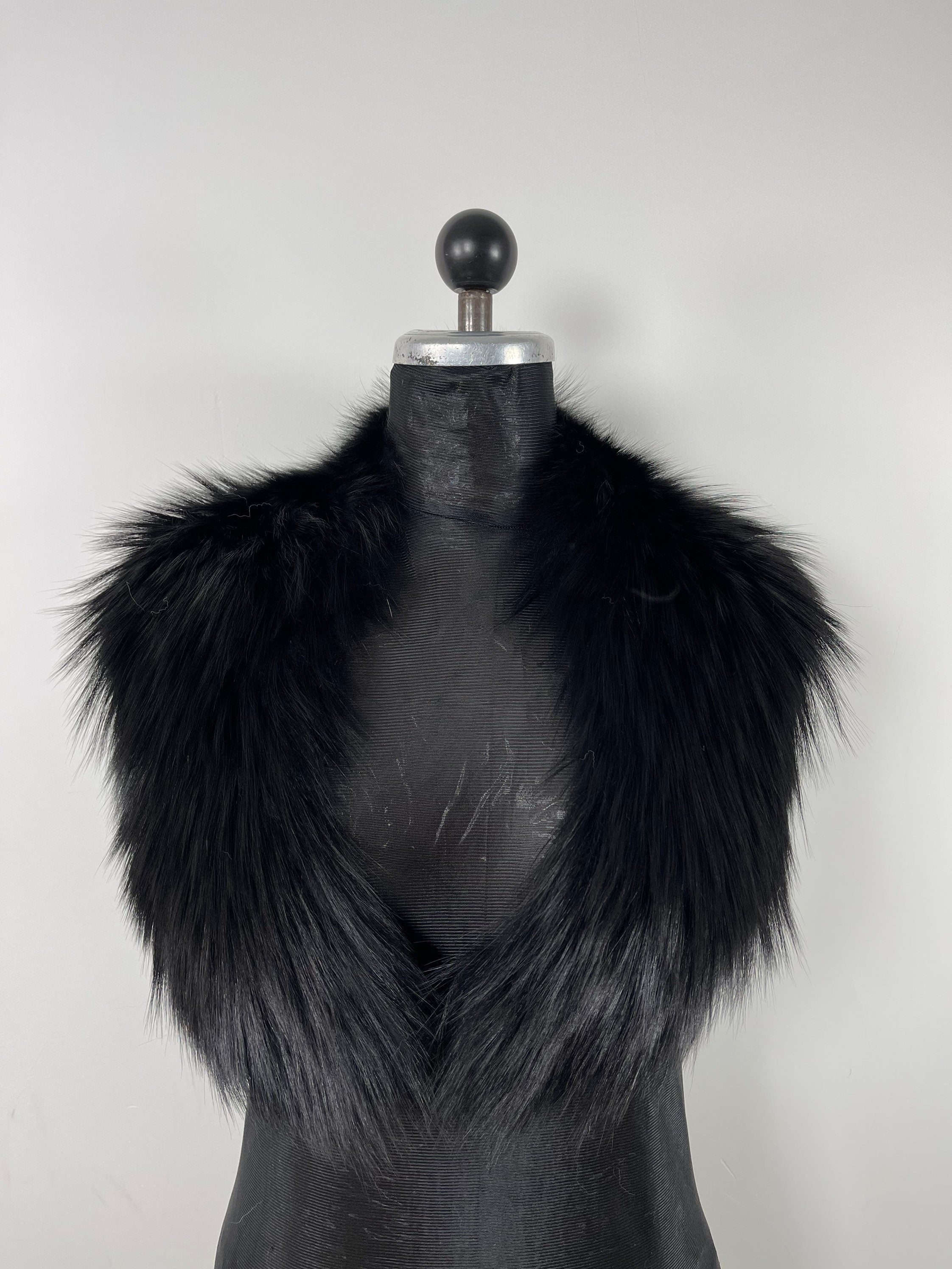 Luxury Black Fox Fur Collar: Genuine Fur Stole,  Neck Wrap