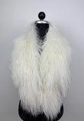 White Mongolian Sheepskin Fur Extra Long Size Collar: Luxury Bridal Fur Stole Shawl