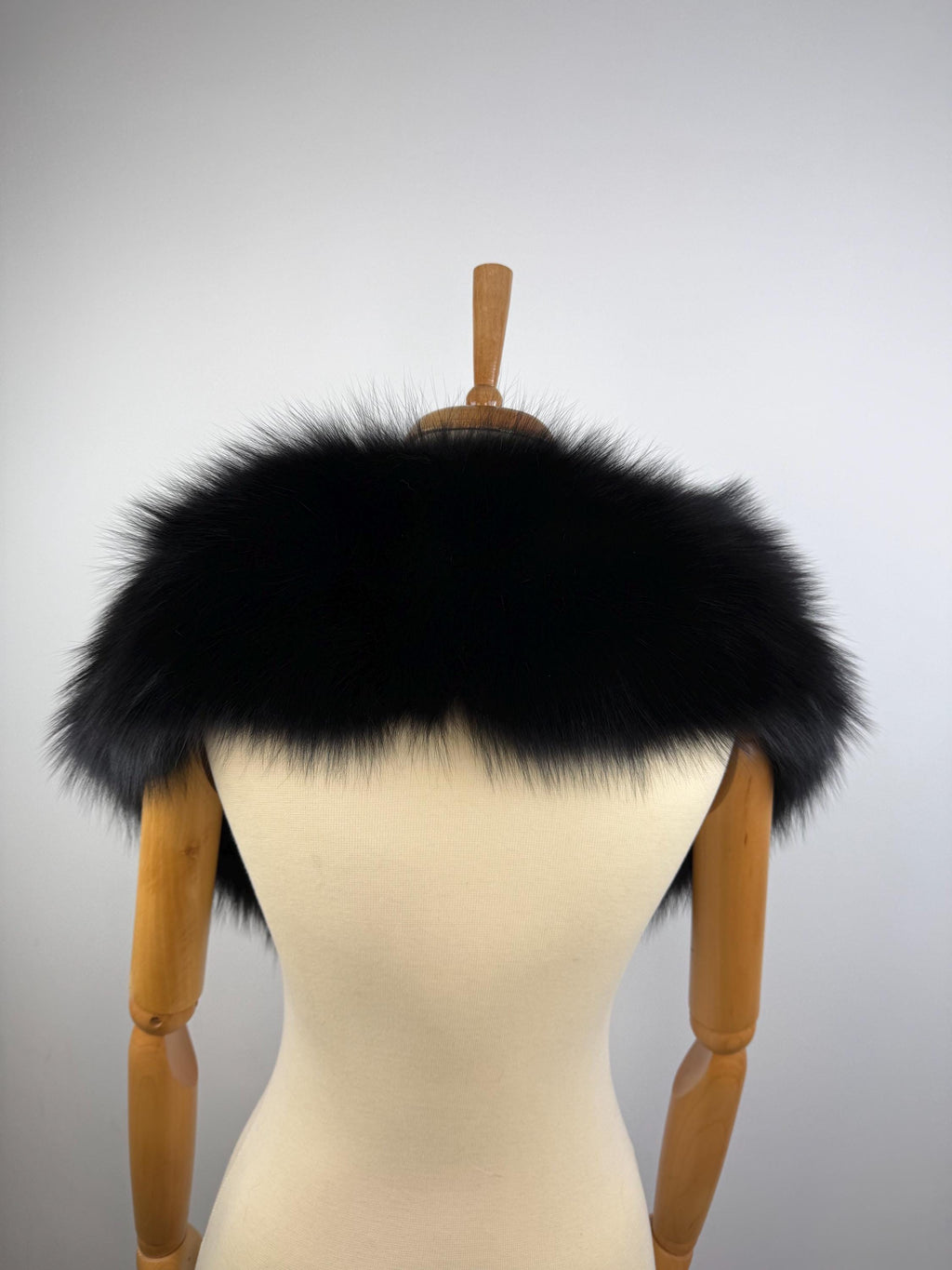 Black Fox Fur Stole – Real Fur Wrap, Extra Long Luxury Fur, Handmade in Greece