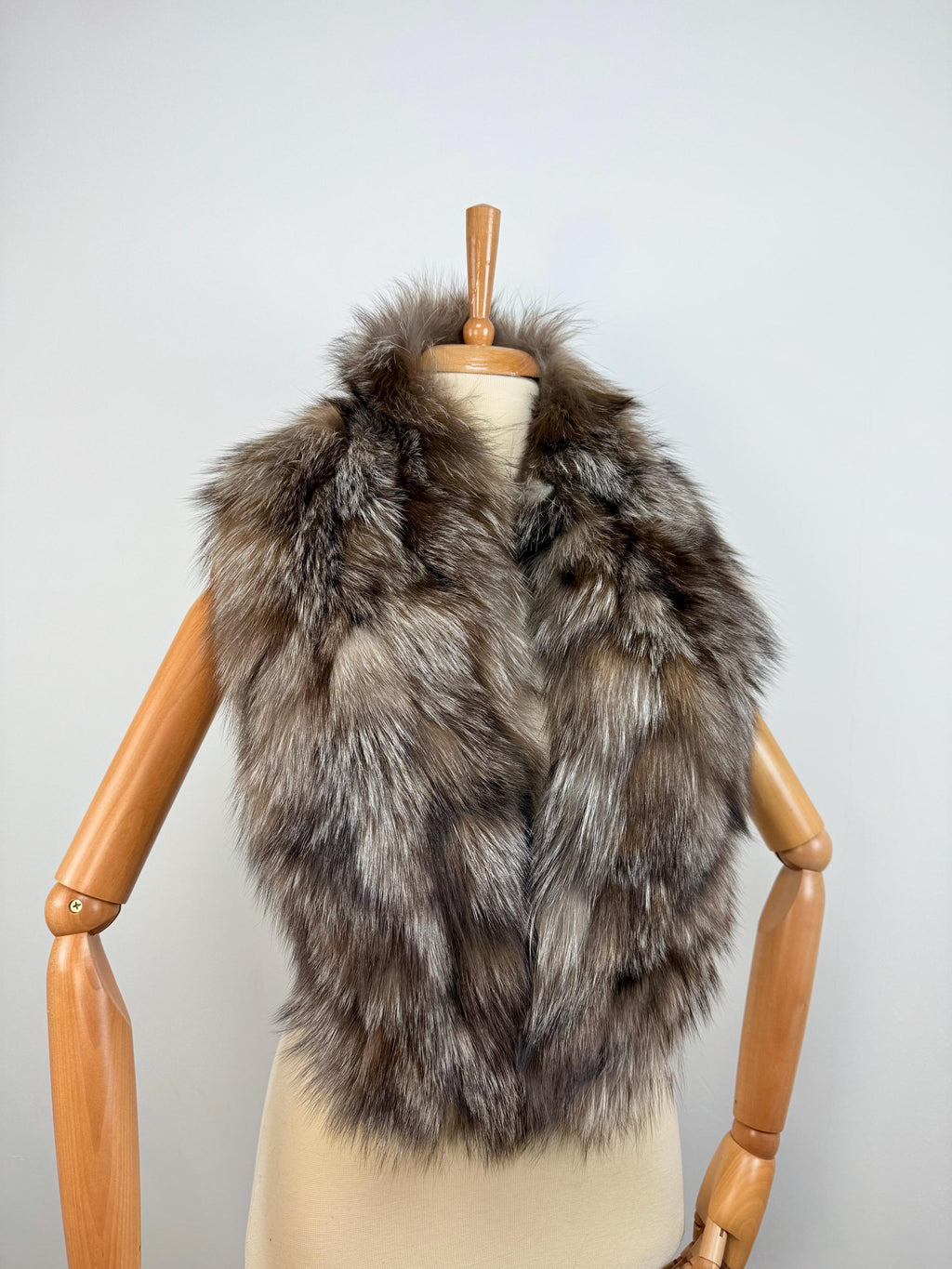 Genuine Crystal Fox Fur Stole: Extra Long Fur Collar
