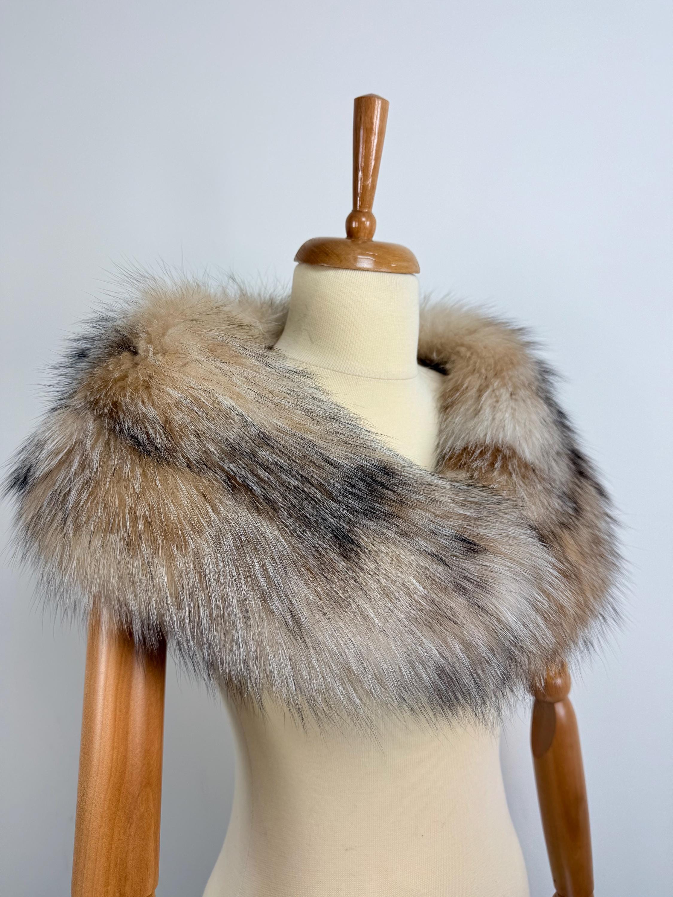 Natural Fur Collar: Luxury Real Fur Crystal Fox Stole Scarf