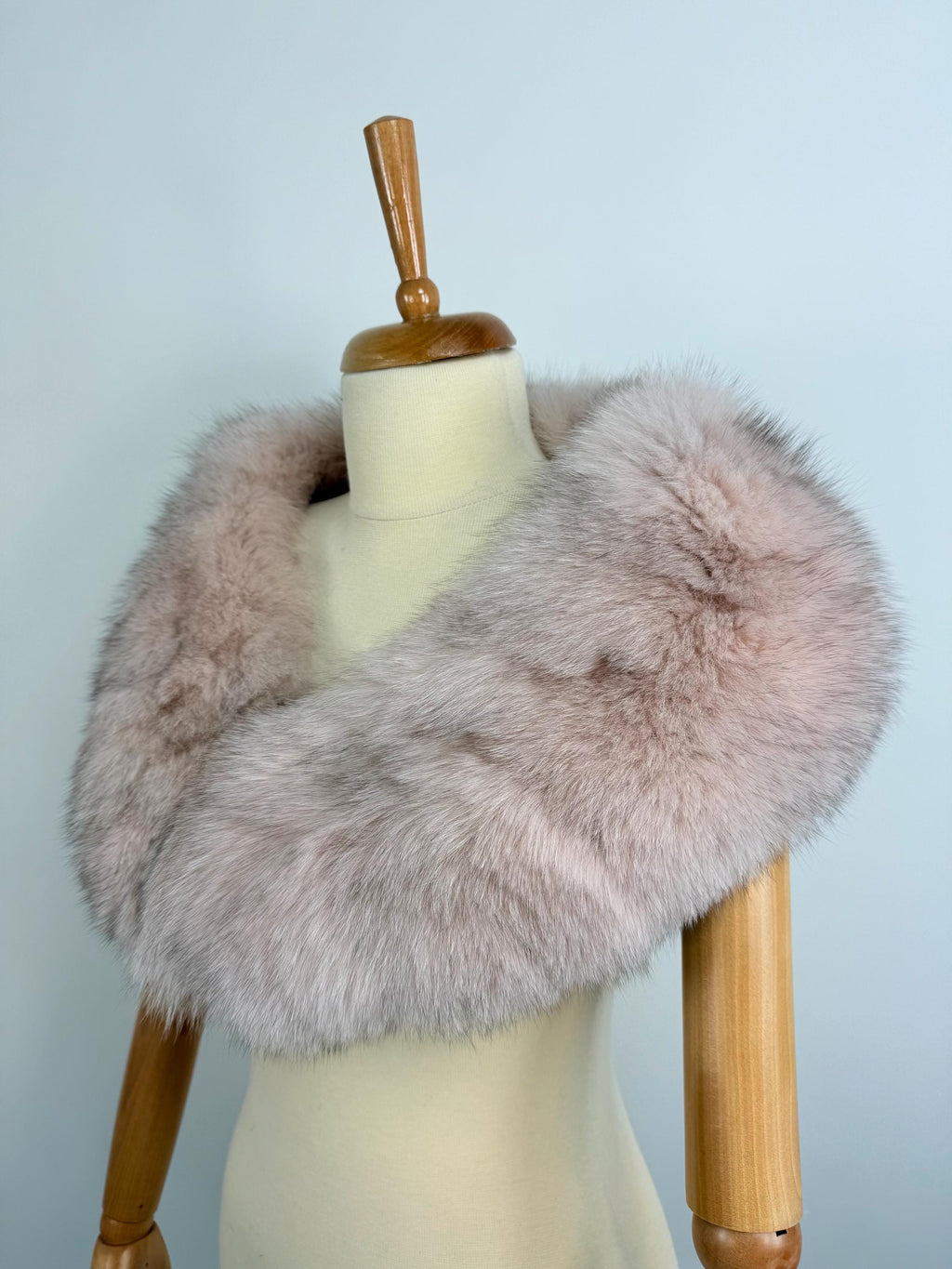 Light Pink Fox Fur Collar – Real Fur Collar, Handmade in Greece, Luxury Neck Accessory