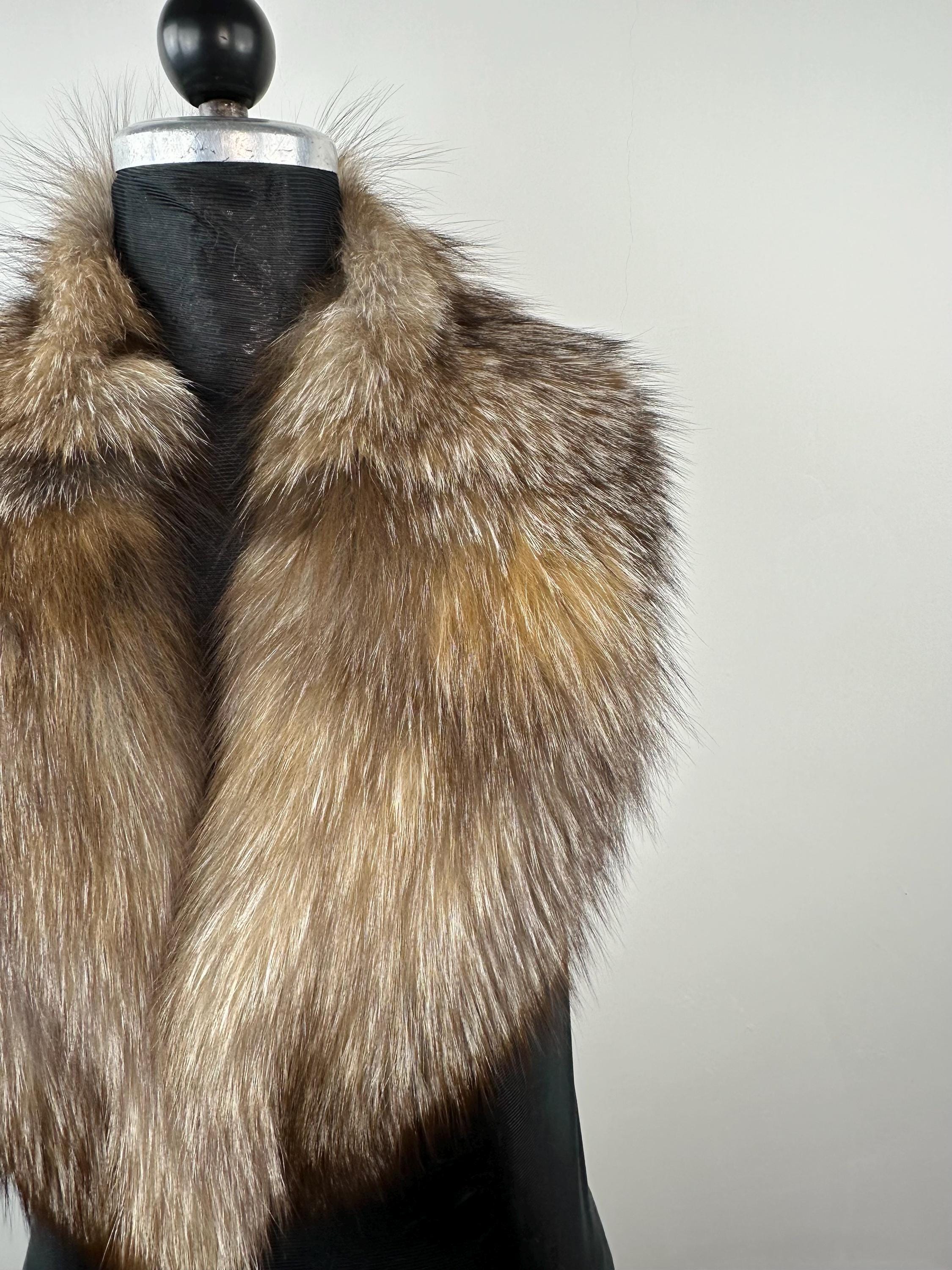 Genuine Crystal Fox Fur Collar: Handmade Fur Stole