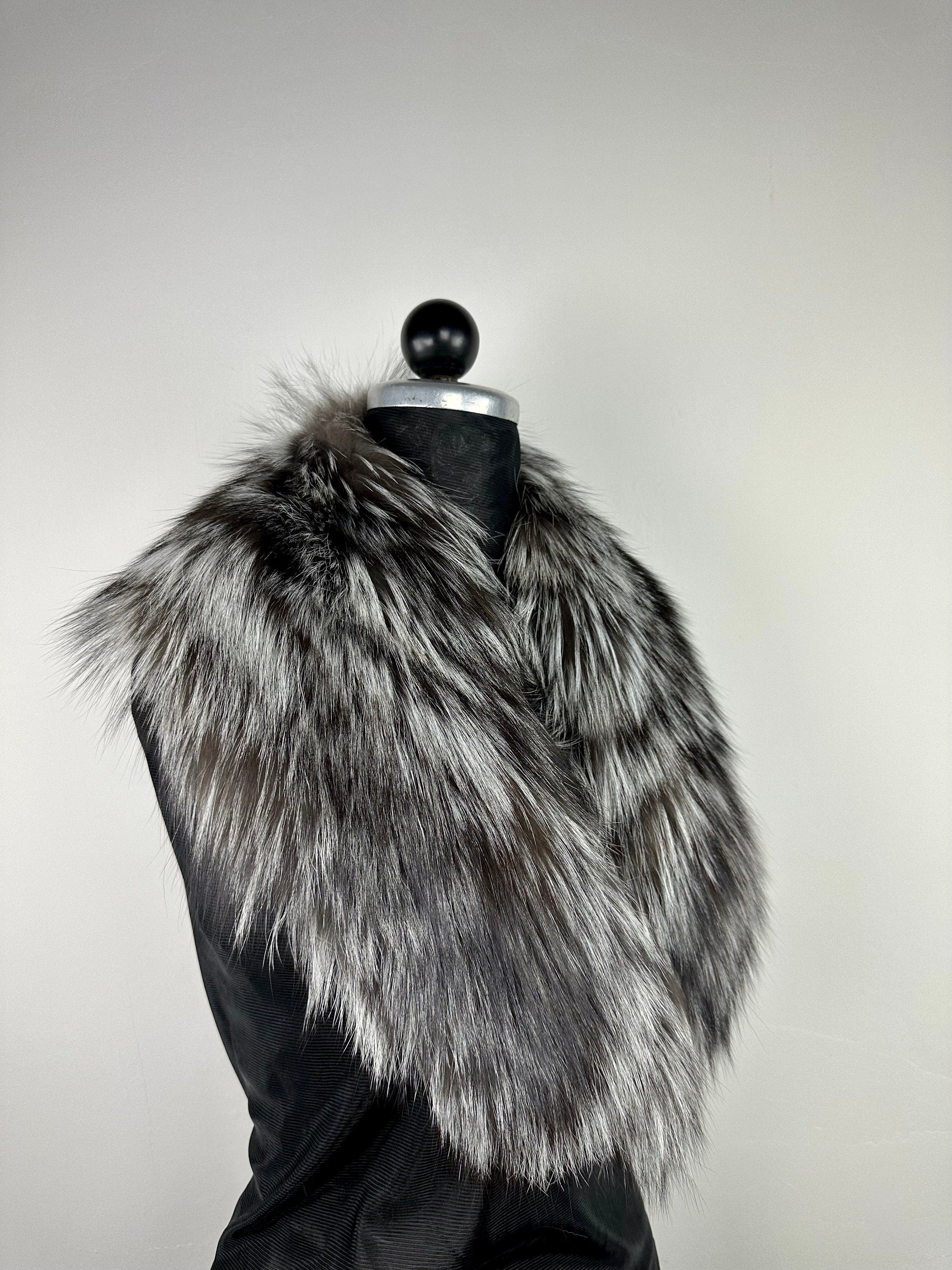 Genuine Silver Fox Fur Collar - Luxury Fur Stole