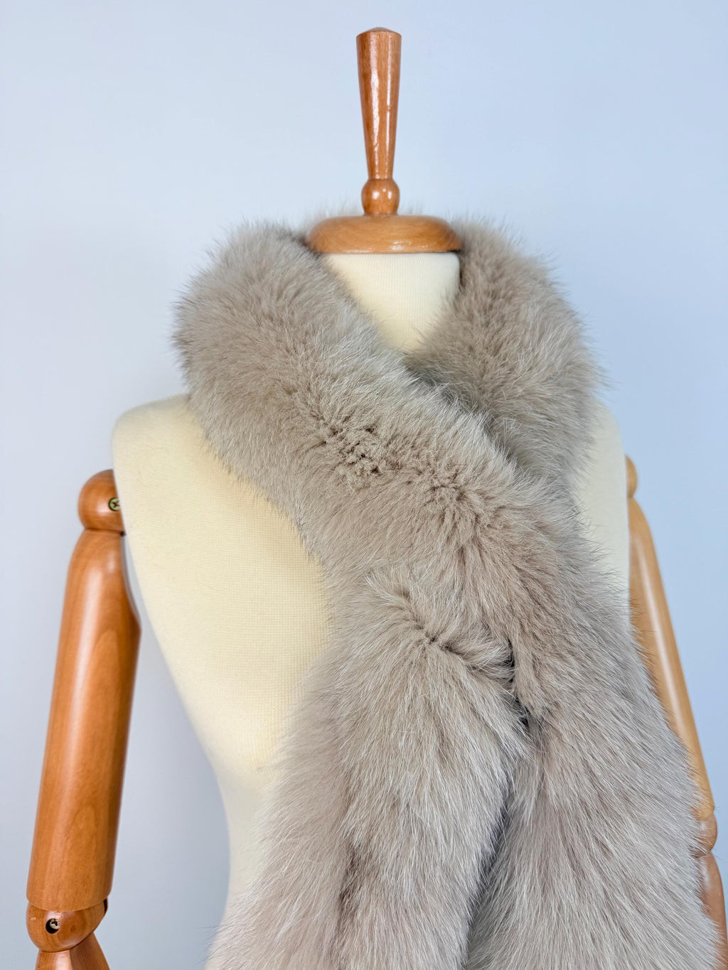 Luxury Beige Fox Fur Scarf – Real Fur, Handmade in Greece, Elegant Winter Scarf