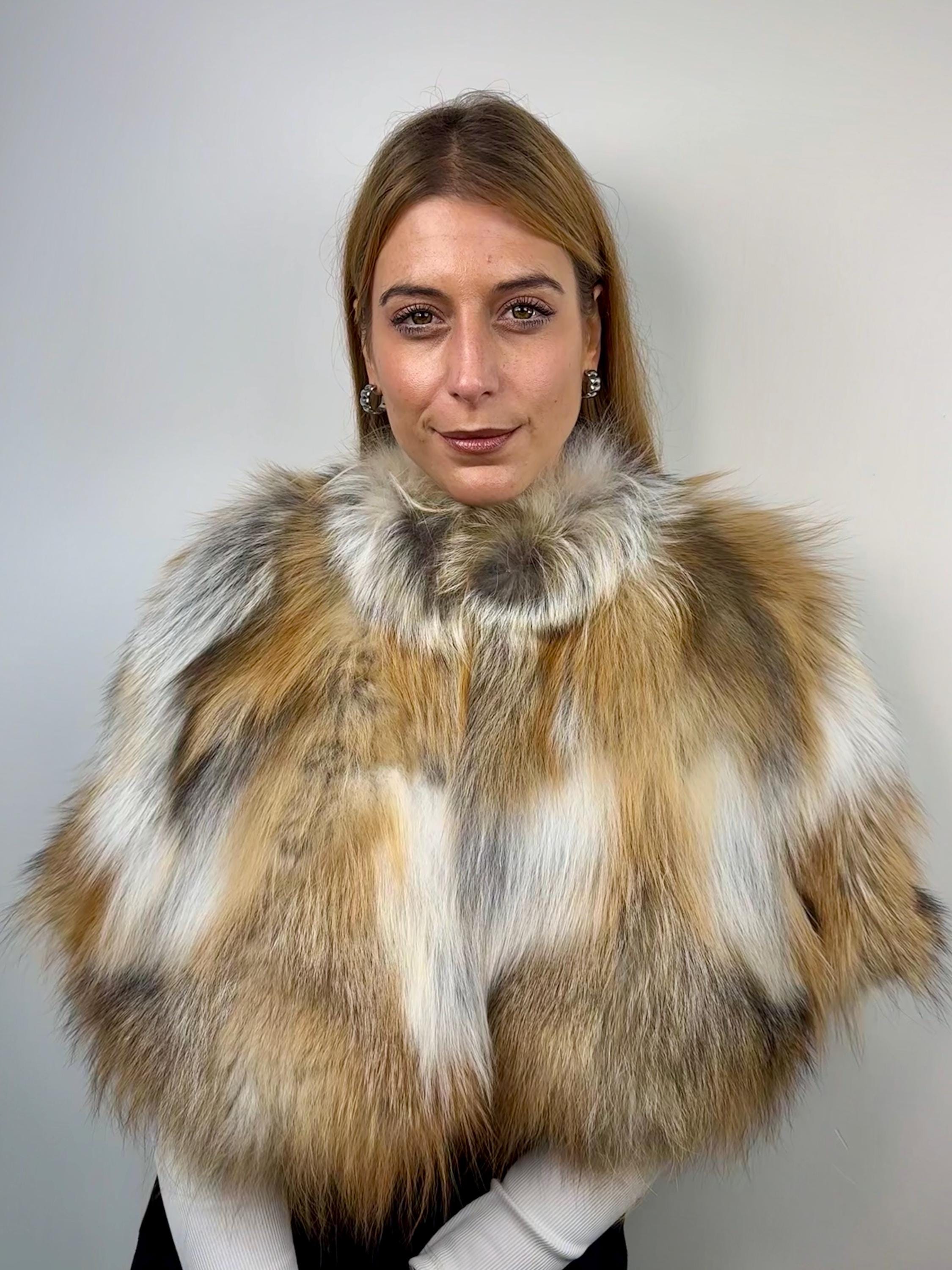 Gold Fox Fur Stole: Elegant Handmade Capelet