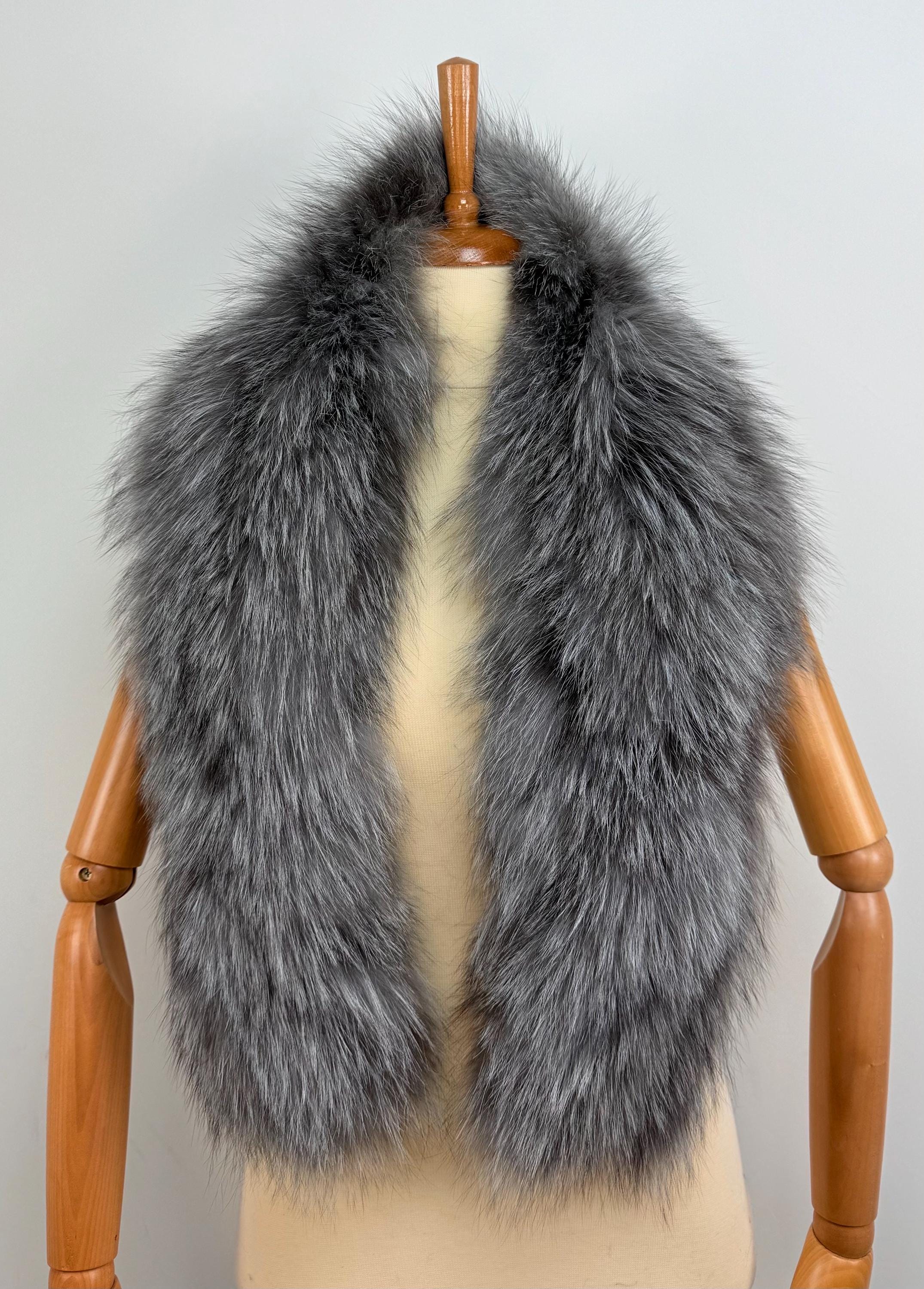 Frost Fox Fur Stole – Real Fox Fur Wrap, Extra Long Luxury Fur, Handmade in Greece