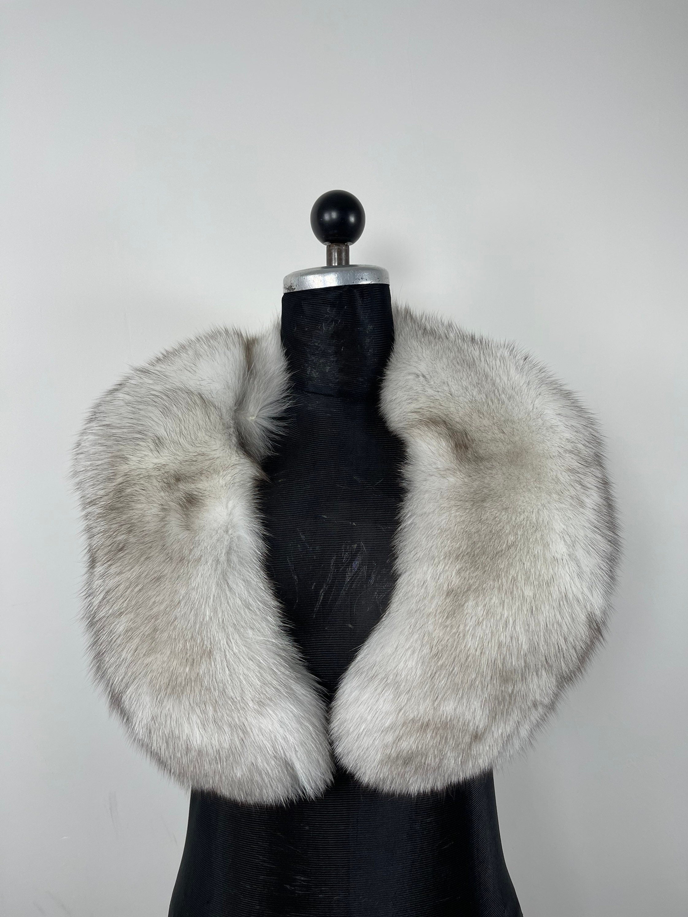 Blue Fox Fur Collar – Real Fur Collar, Handmade in Greece, Luxury Neck Accessory