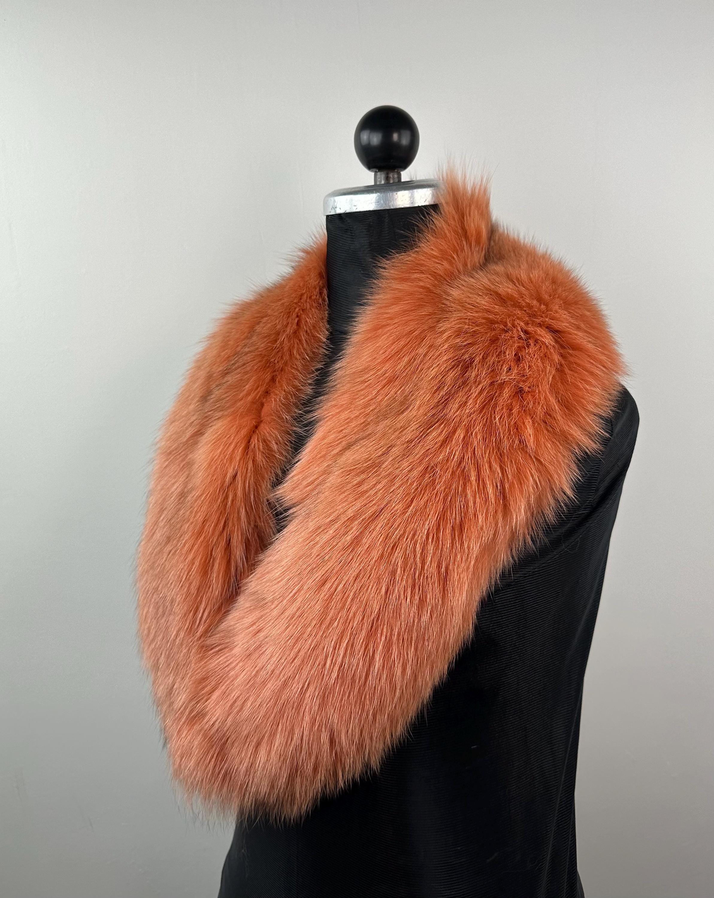 Luxury Orange Fox Fur Collar: Genuine Fur Stole