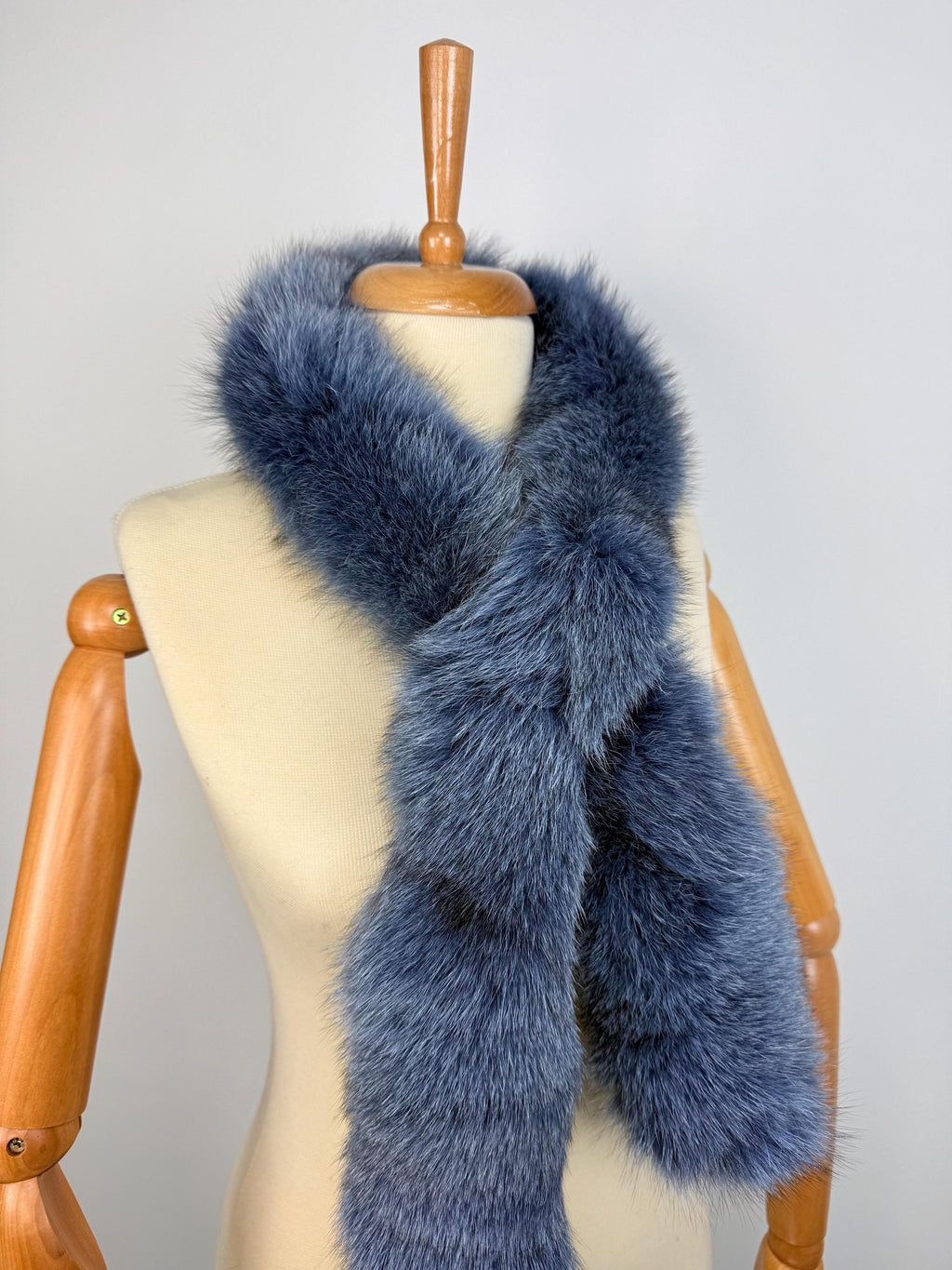 Blue Fur Scarf: Handmade Genuine Fox Fur, Luxury Neck Wrap