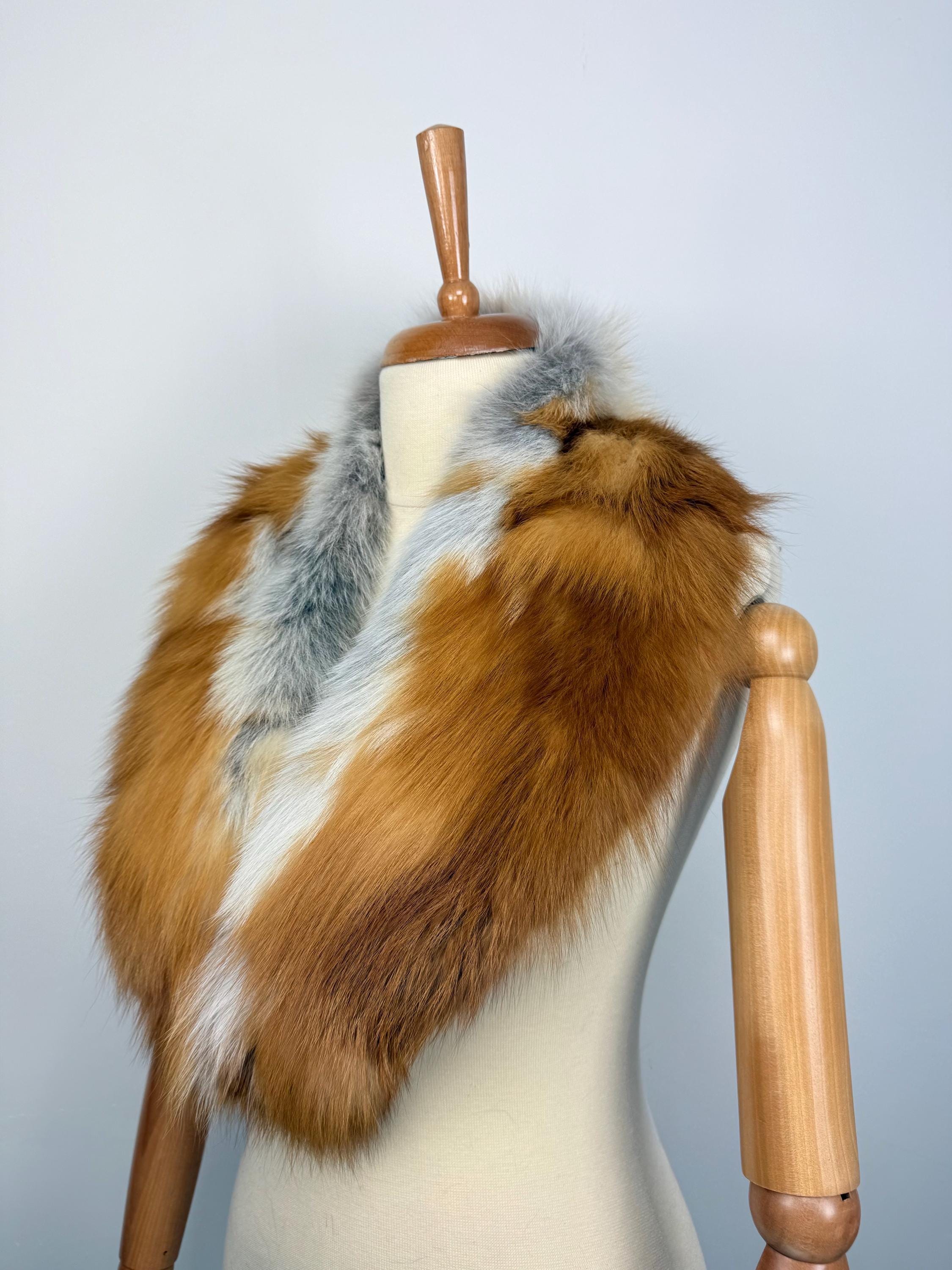 Red Fox Fur Collar, Real Fur Collar, Handmade Fur Collar, Luxury Winter Fur Accessory