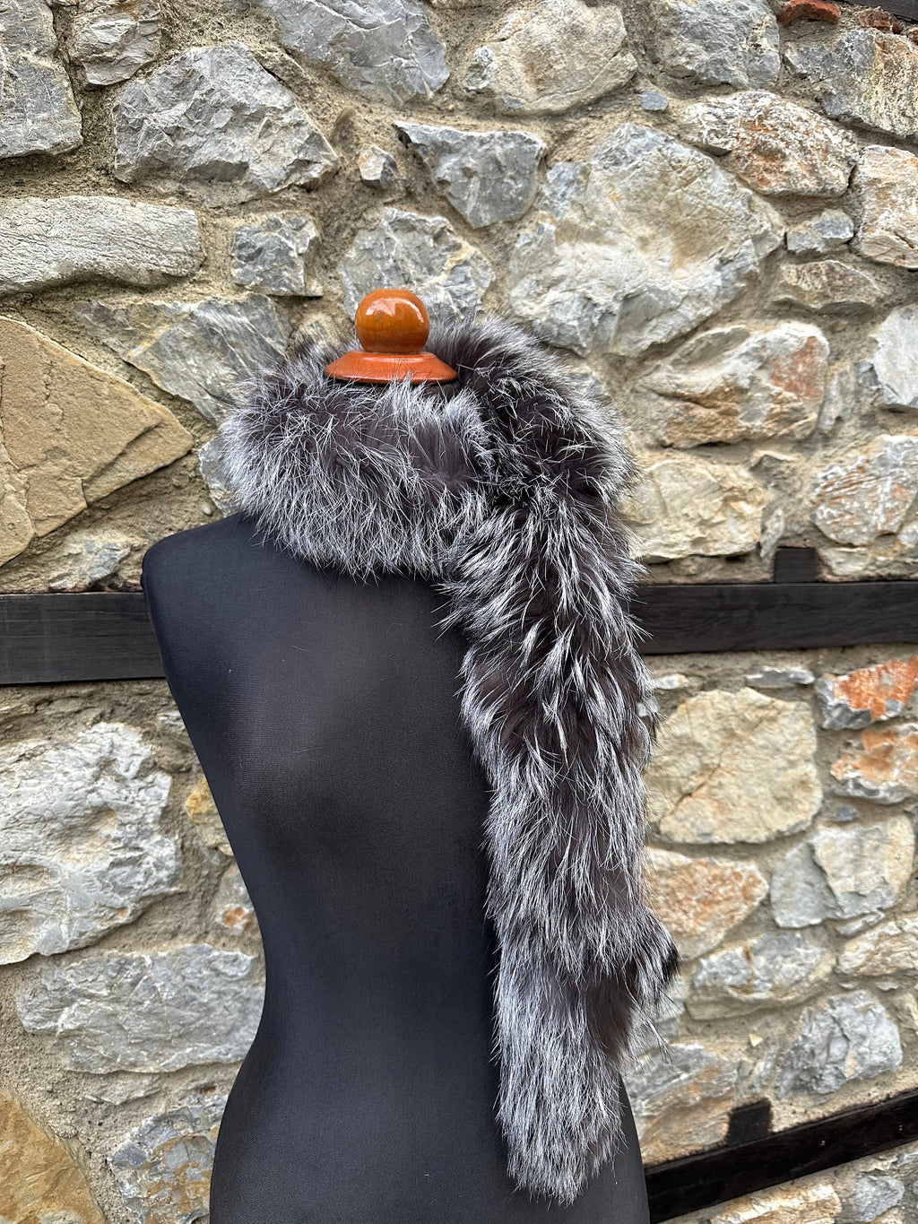 Handmade Silver Fox Fur Scarf – Real Fur, Made in Greece, Luxury Winter Scarf
