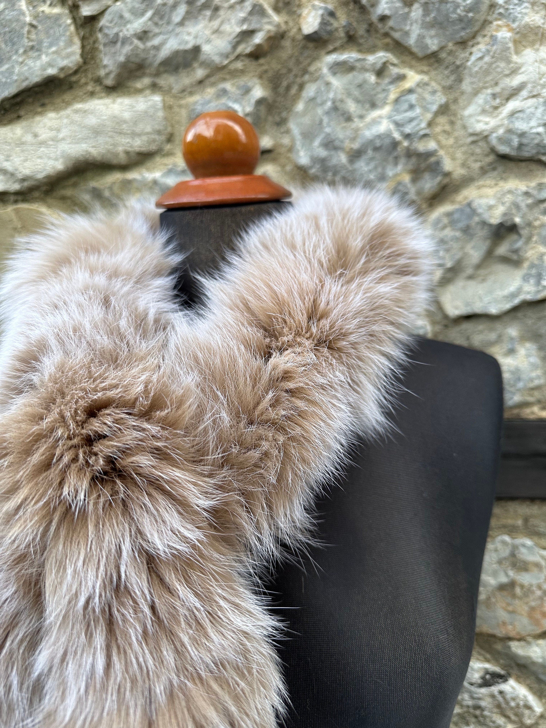 Snow Top Fox Fur Scarf – Real Fur Scarf, Handmade in Greece, Luxury Winter Scarf