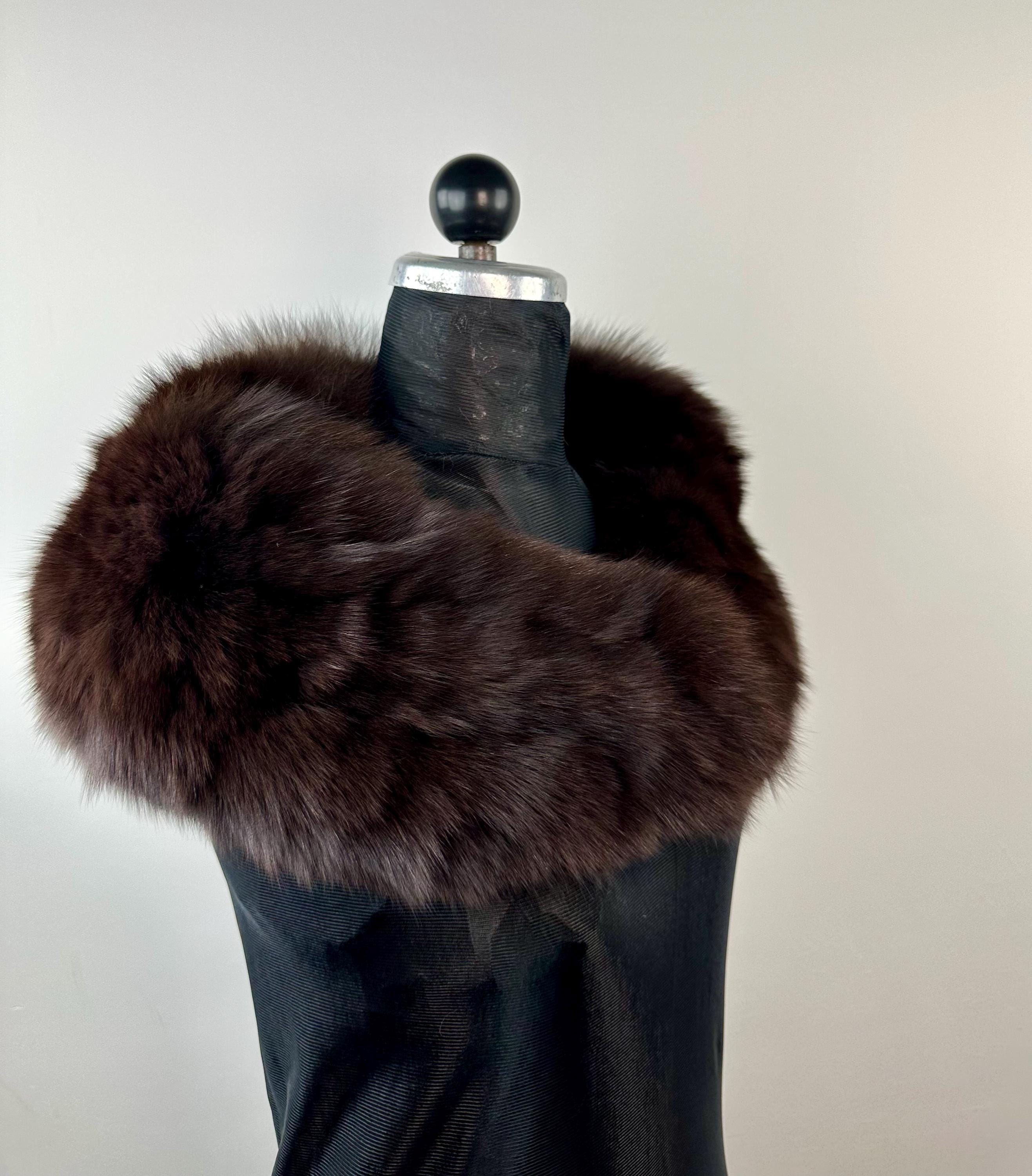 Dark Brown Fox Fur Collar – Real Fur Collar, Handmade in Greece, Luxury Neck Accessory
