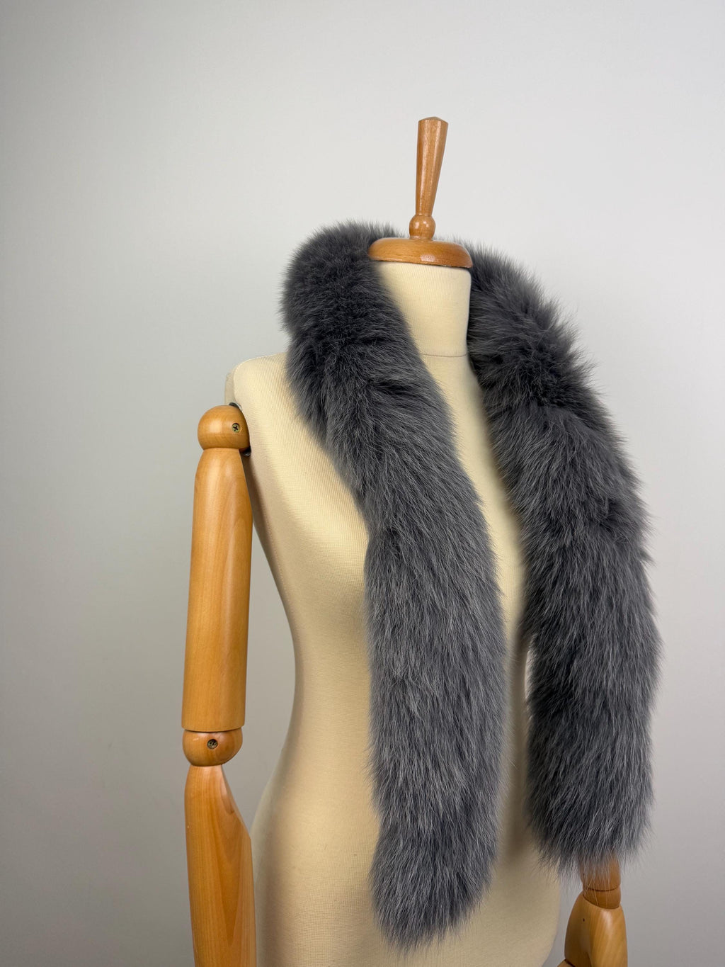 Gray Fox Fur Scarf, Real Fur Scarf, Handmade Fur Neck Scarf, Luxury Winter Scarf