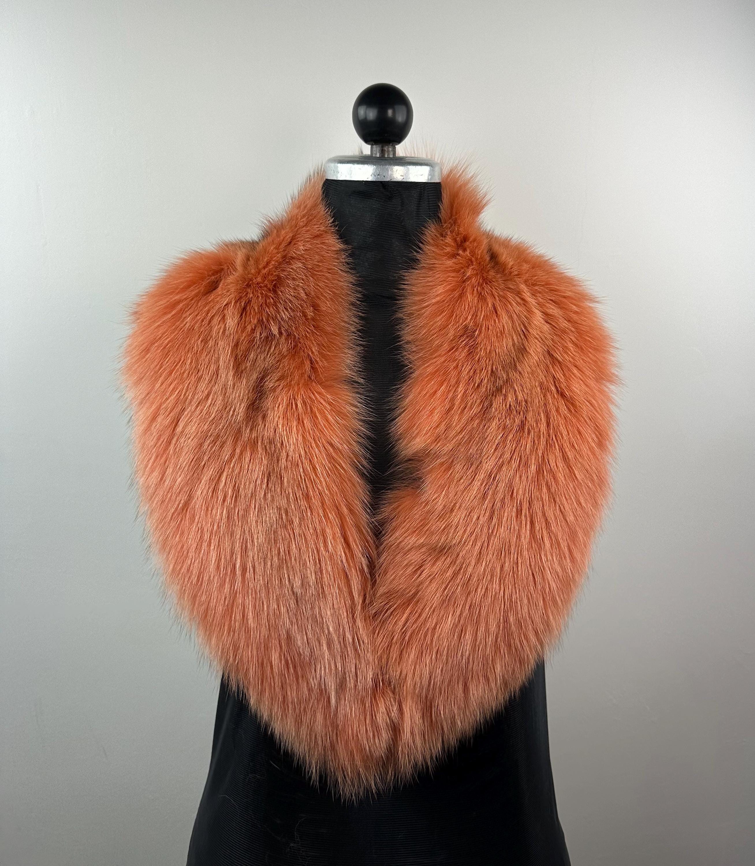 Luxury Orange Fox Fur Collar: Genuine Fur Stole
