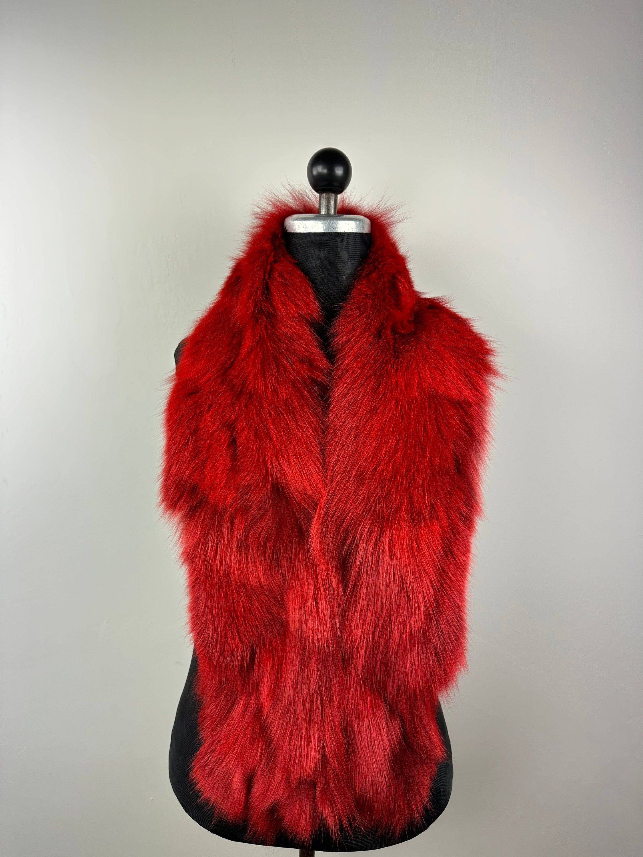 Red Fox Fur Scarf – Real Fur Scarf, Handmade in Greece, Luxury Winter Scarf