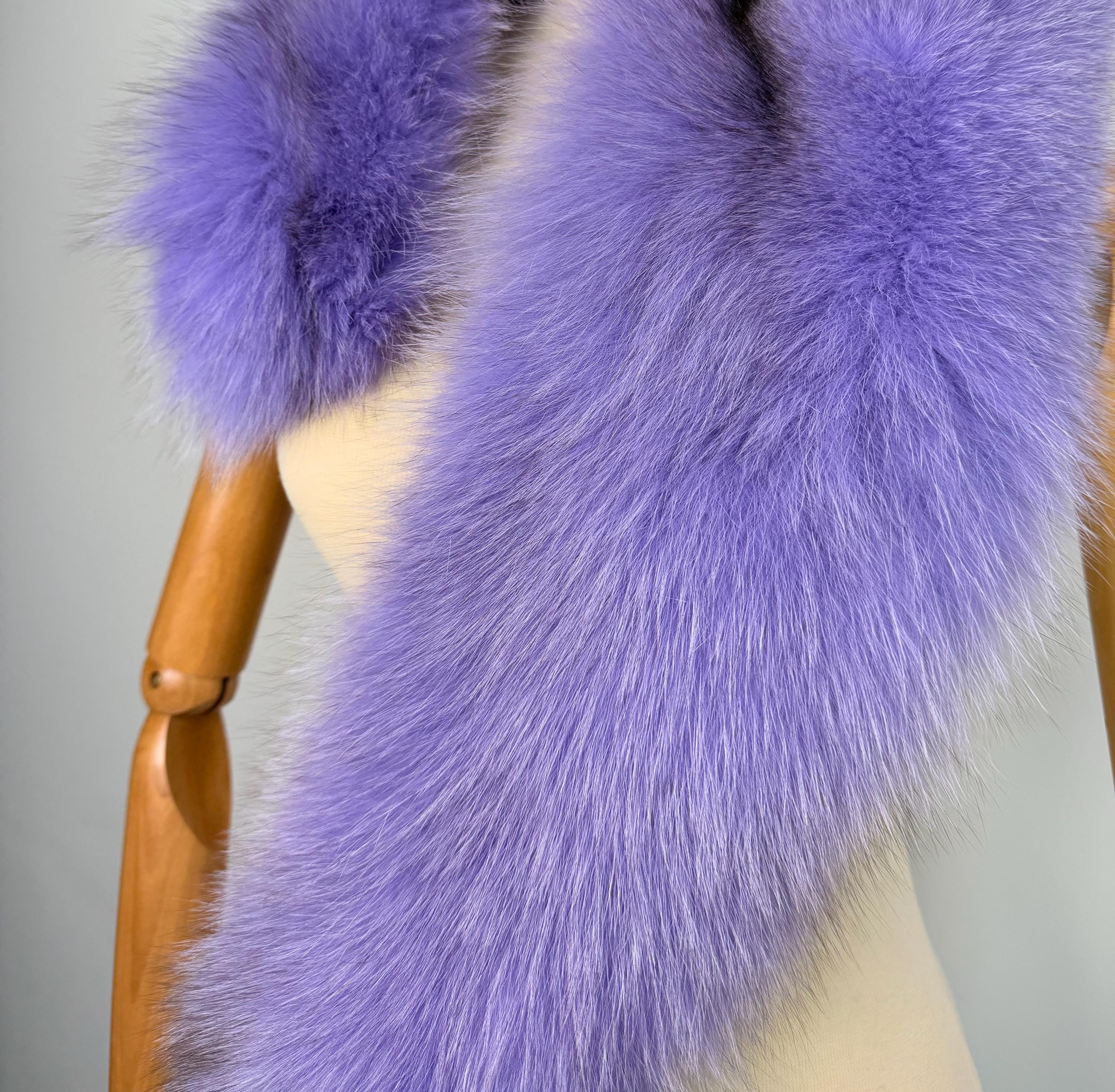 Luxury Lavender Fur Collar – Real Fox Fur Stole Scarf